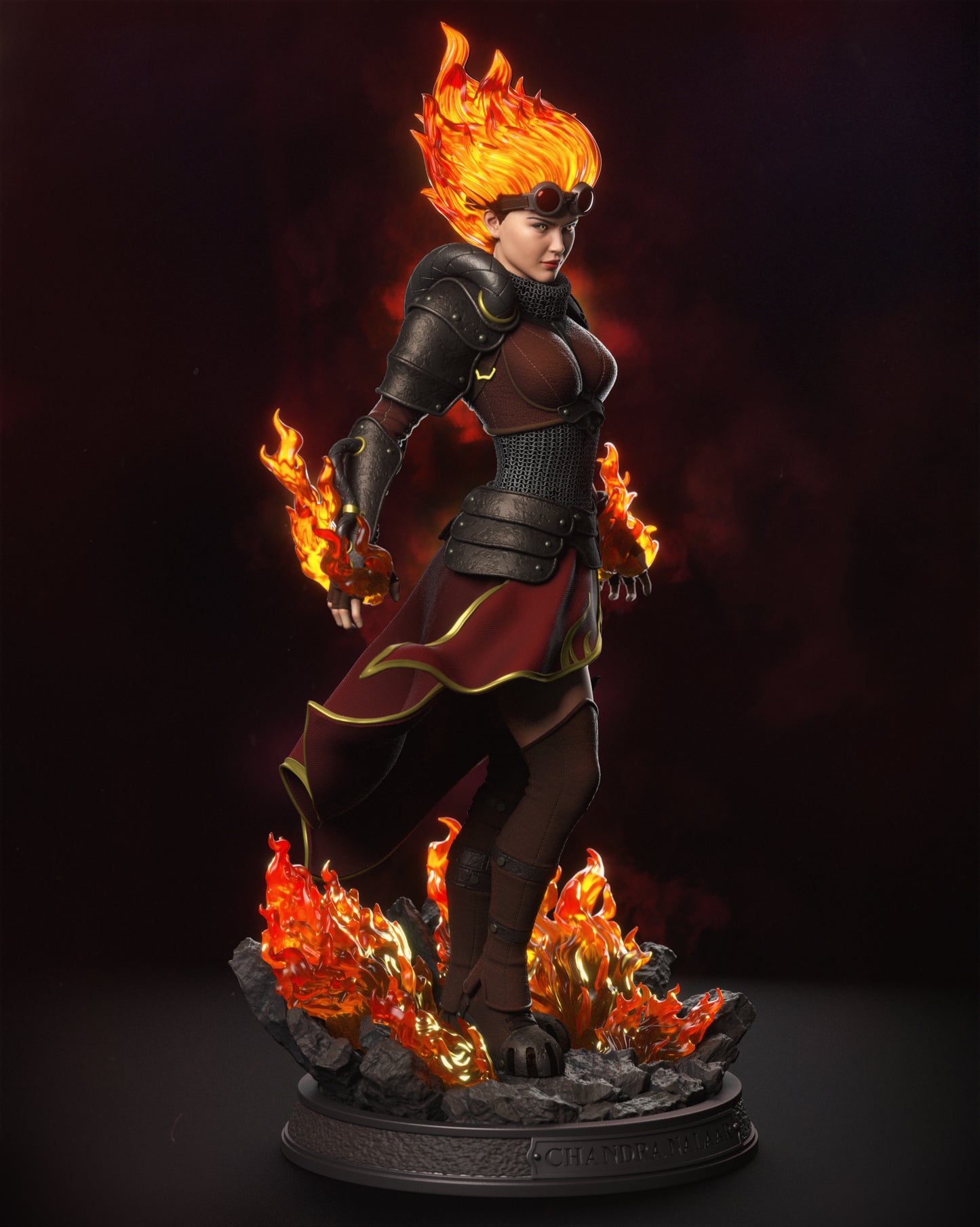 Chandra Nalaar Style Pyromancer – Unpainted 3D Printed Model Kit