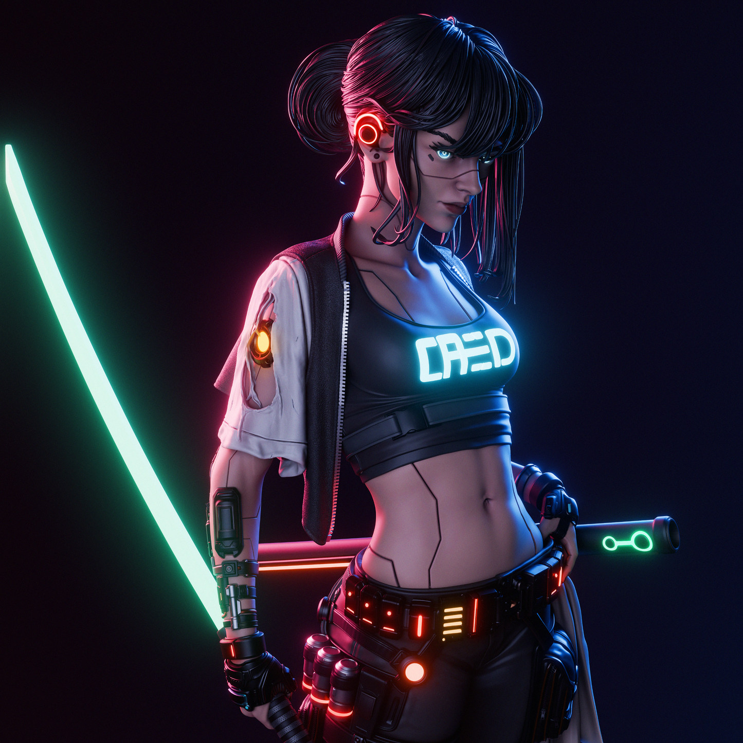 Cyber Samurai OC – Unpainted 3D Printed Model Kit