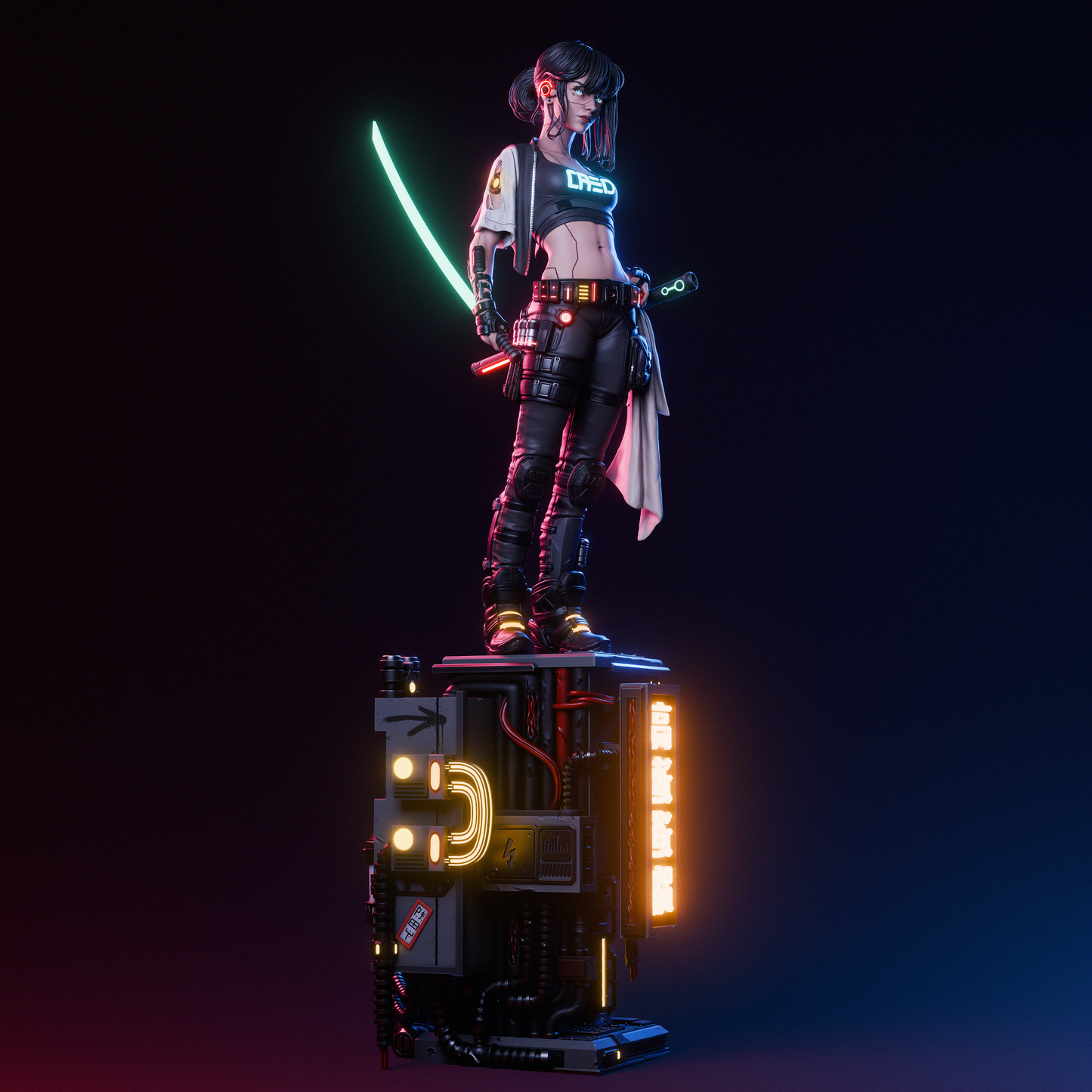 Cyber Samurai OC – Unpainted 3D Printed Model Kit