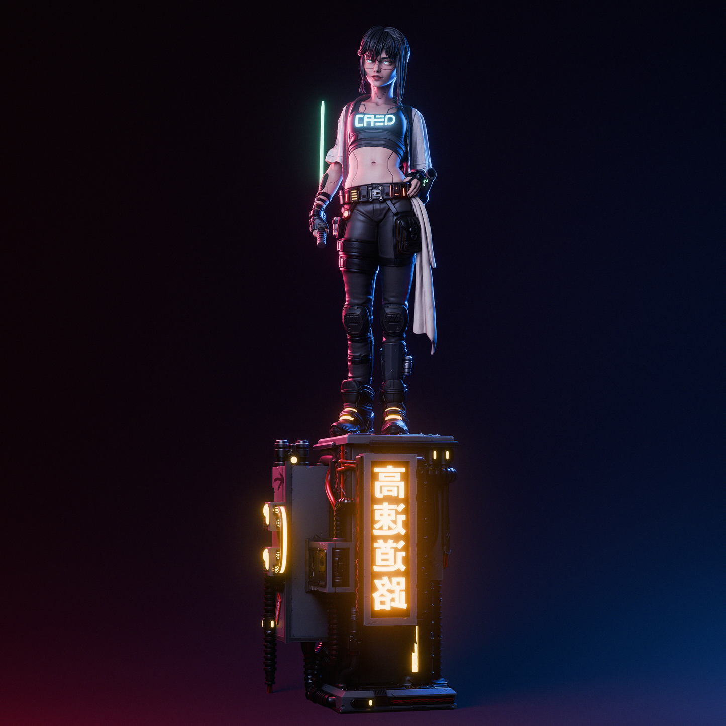 Cyber Samurai OC – Unpainted 3D Printed Model Kit