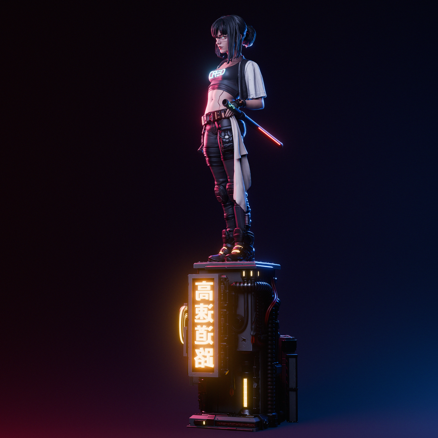 Cyber Samurai OC – Unpainted 3D Printed Model Kit