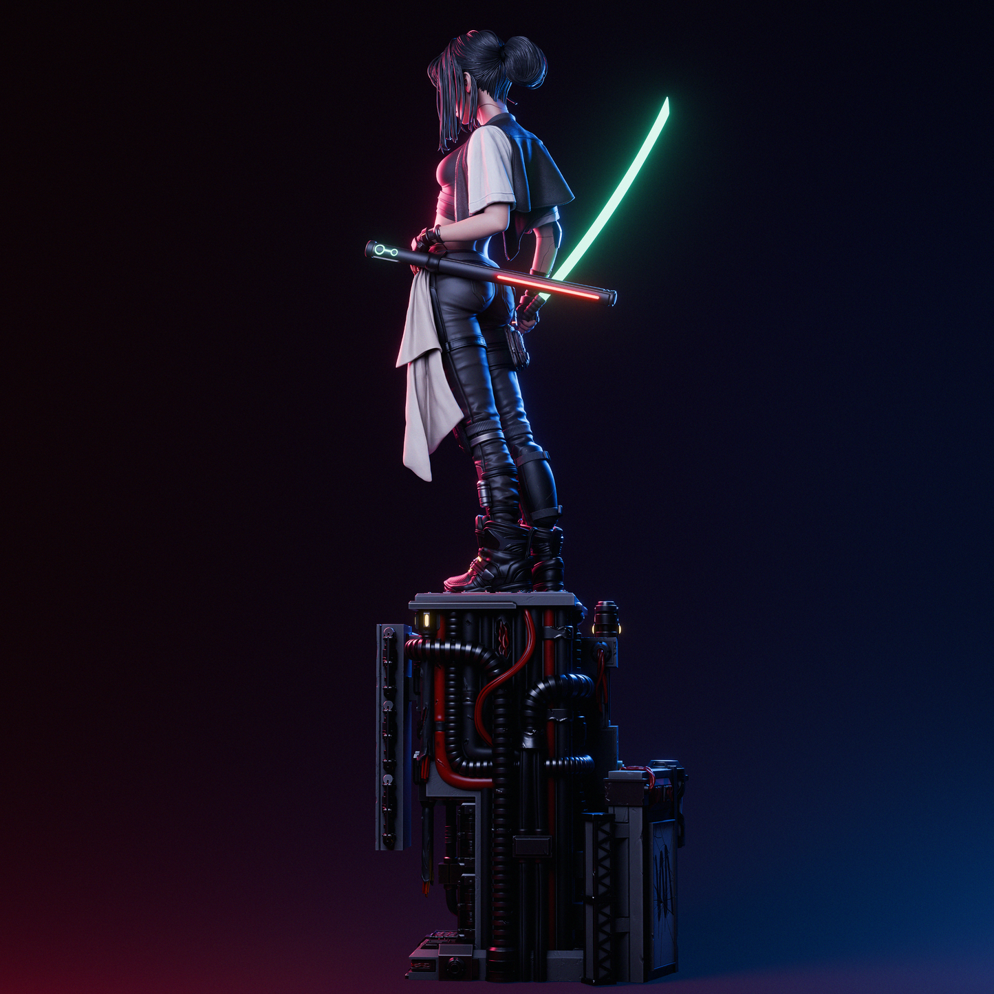 Cyber Samurai OC – Unpainted 3D Printed Model Kit