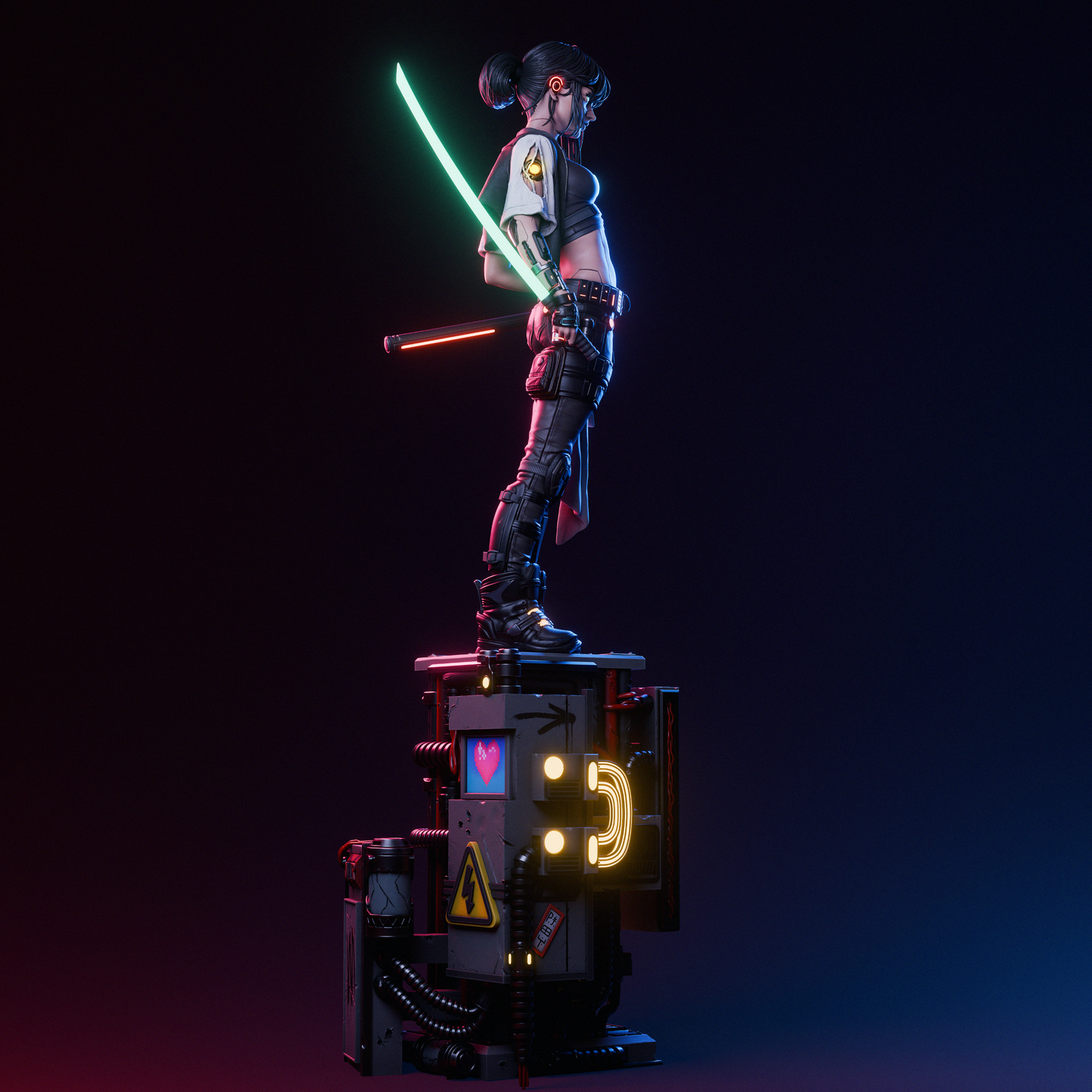Cyber Samurai OC – Unpainted 3D Printed Model Kit