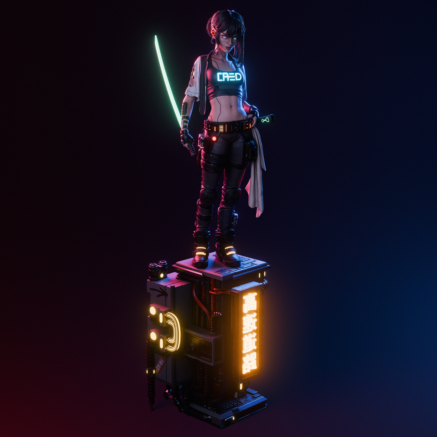 Cyber Samurai OC – Unpainted 3D Printed Model Kit