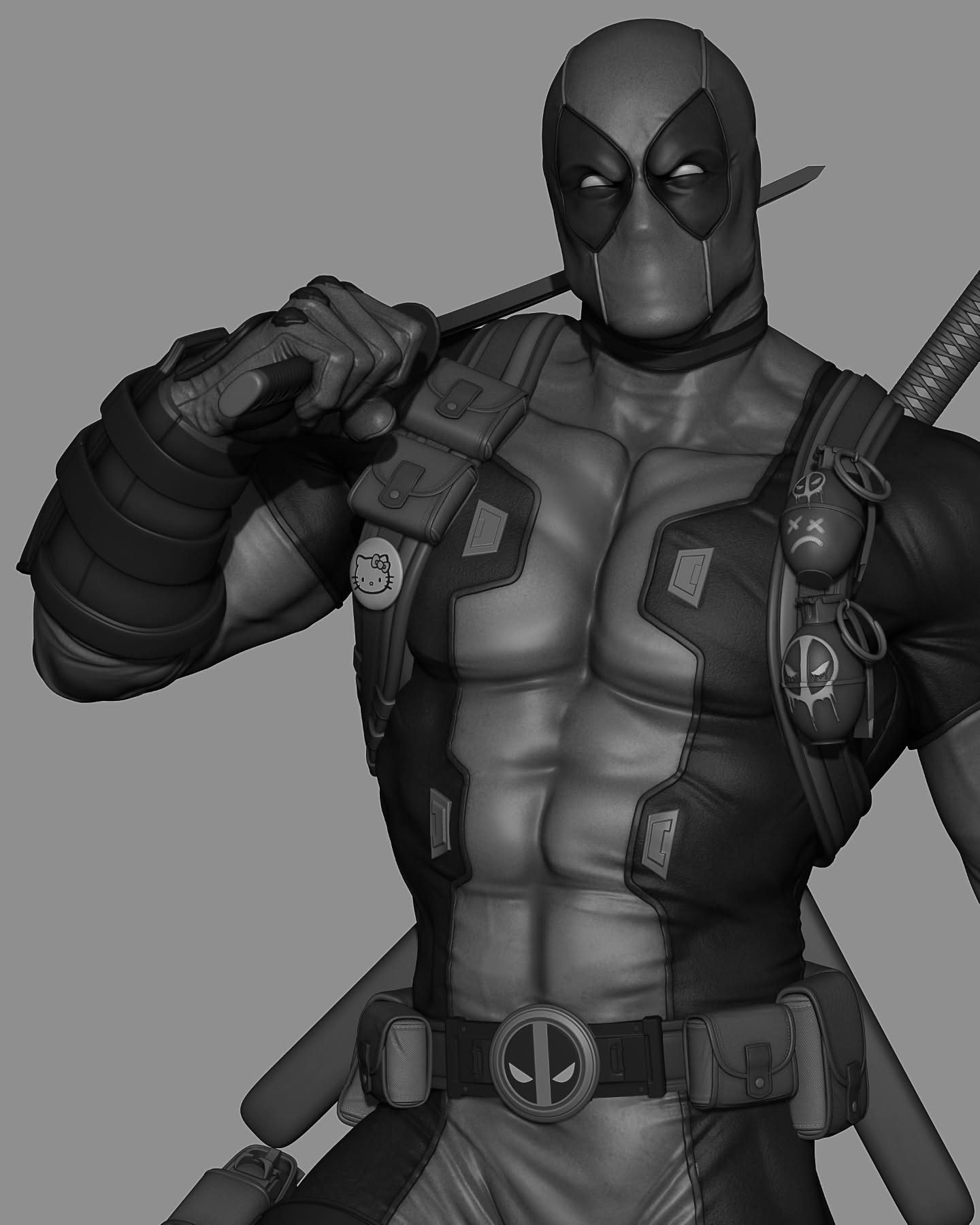Deadpool Style Marvel Comics Unpainted Resin Garage Model Kit (1/6-1/12)
