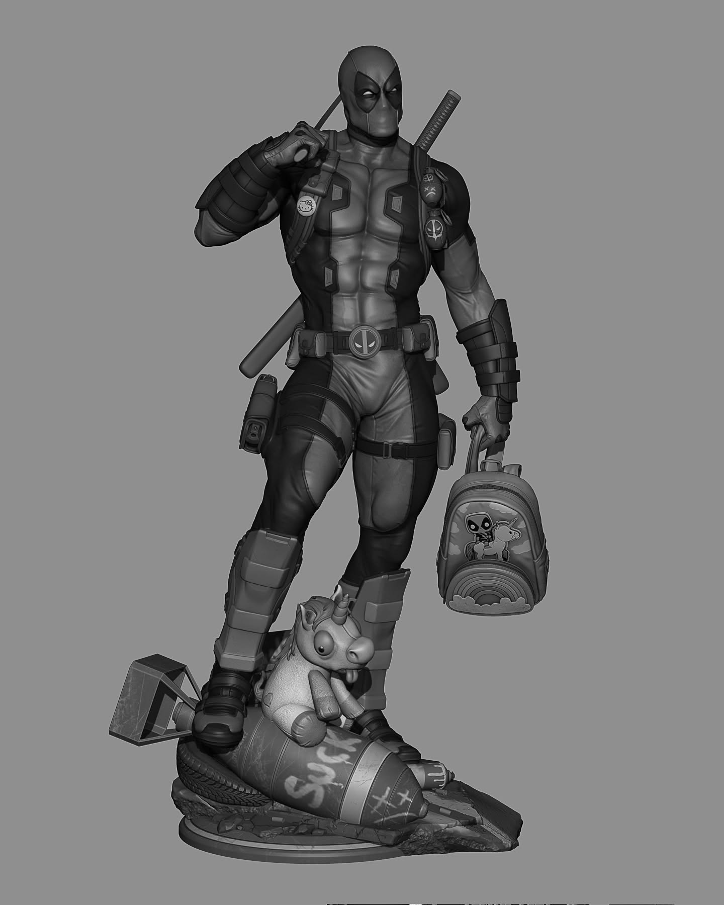 Deadpool Style Marvel Comics Unpainted Resin Garage Model Kit (1/6-1/12)