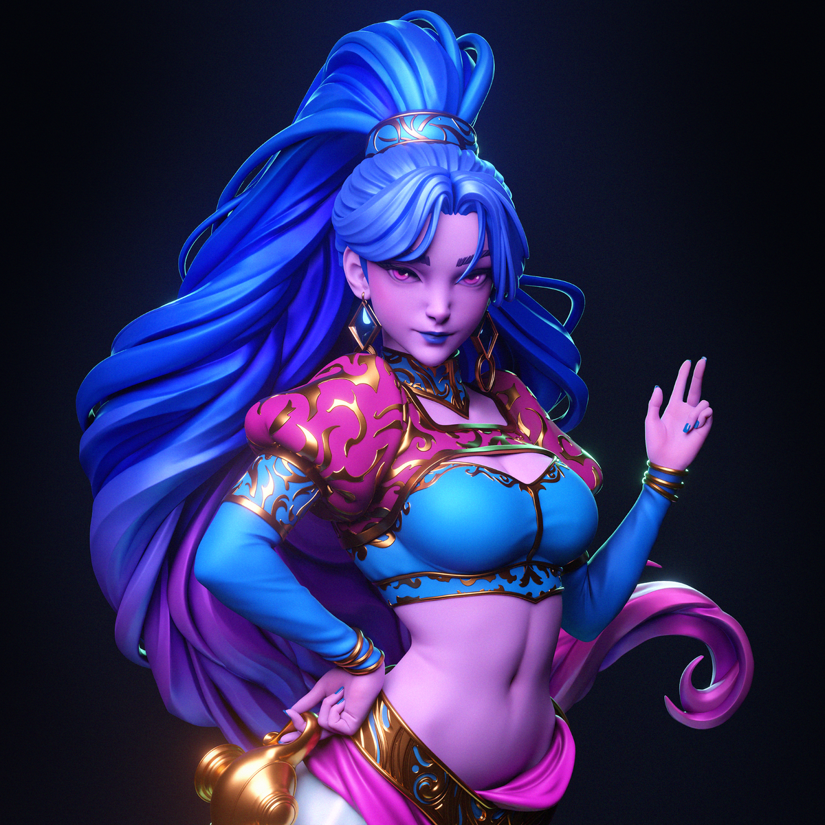 Female Djinn Arabian Fantasy Unpainted Resin Garage Model Kit (1/6-1/12)