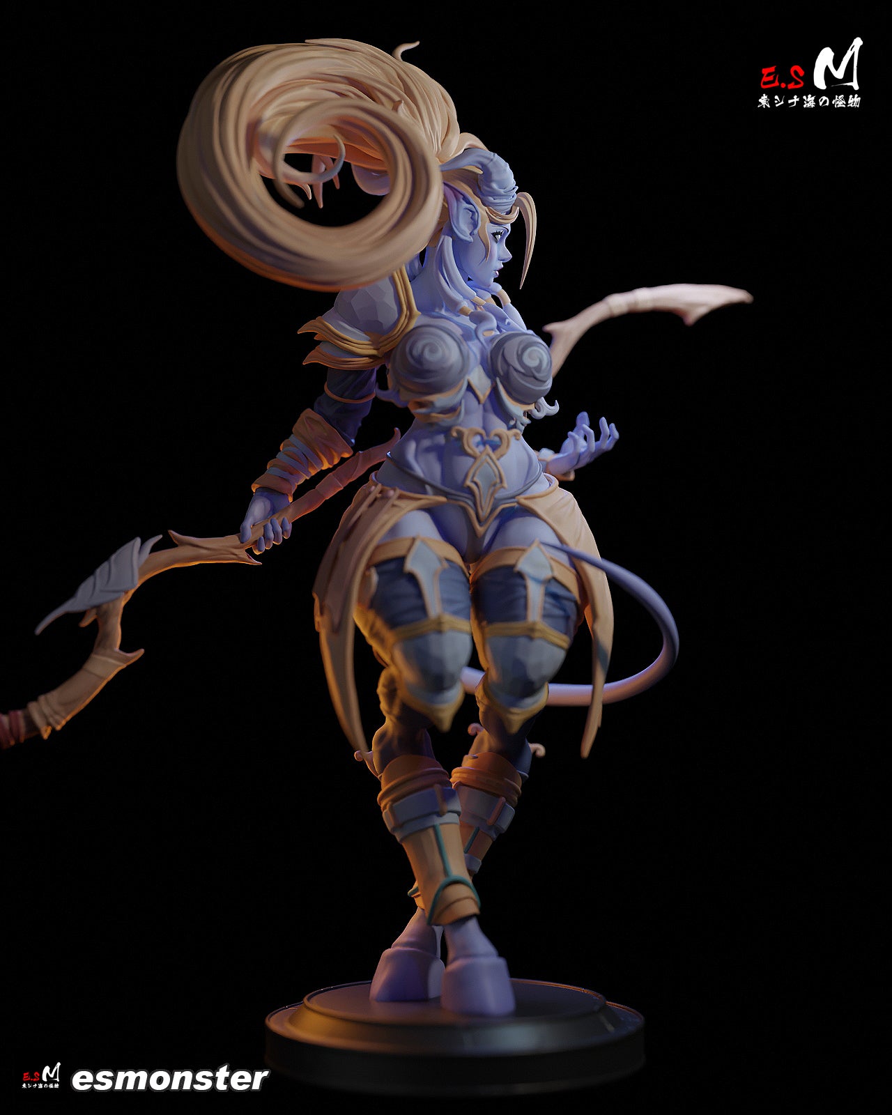 Staff Holding Draenei Style Warcraft Unpainted Resin Garage Kit (1/6-1/12)