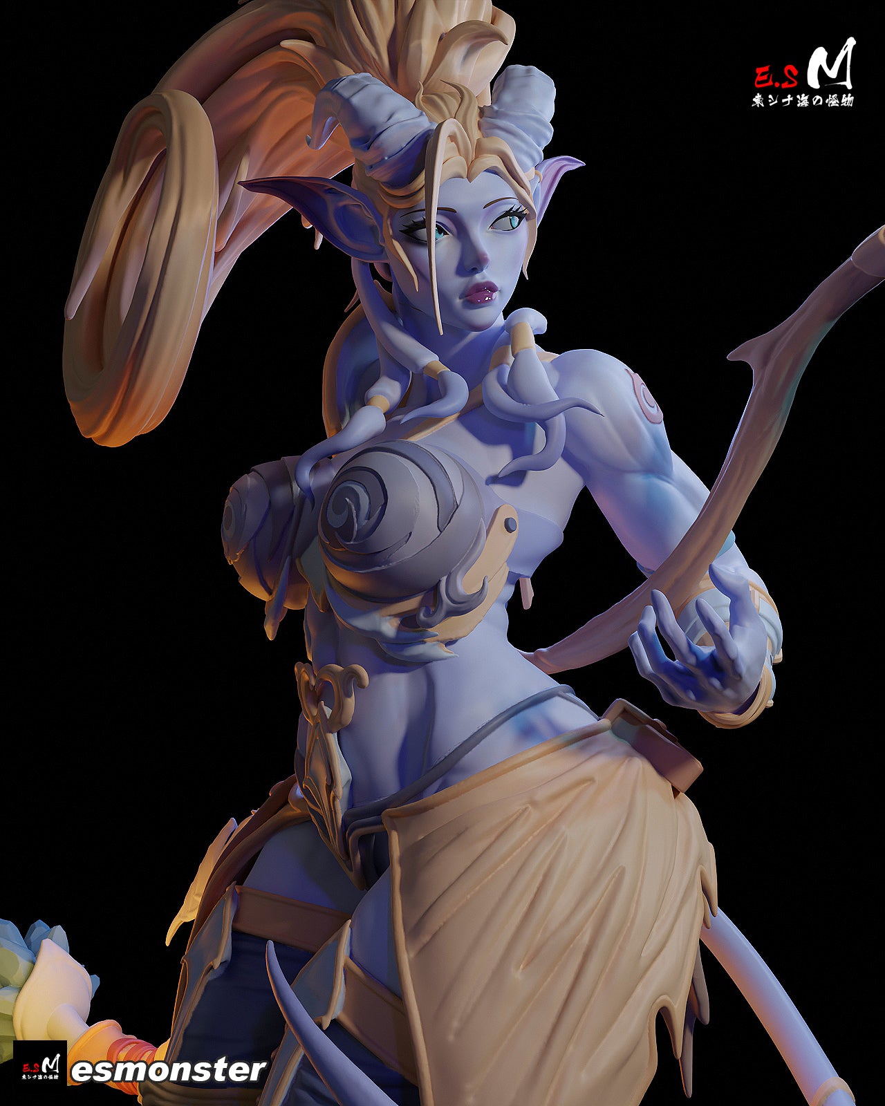 Staff Holding Draenei Style Warcraft Unpainted Resin Garage Kit (1/6-1/12)