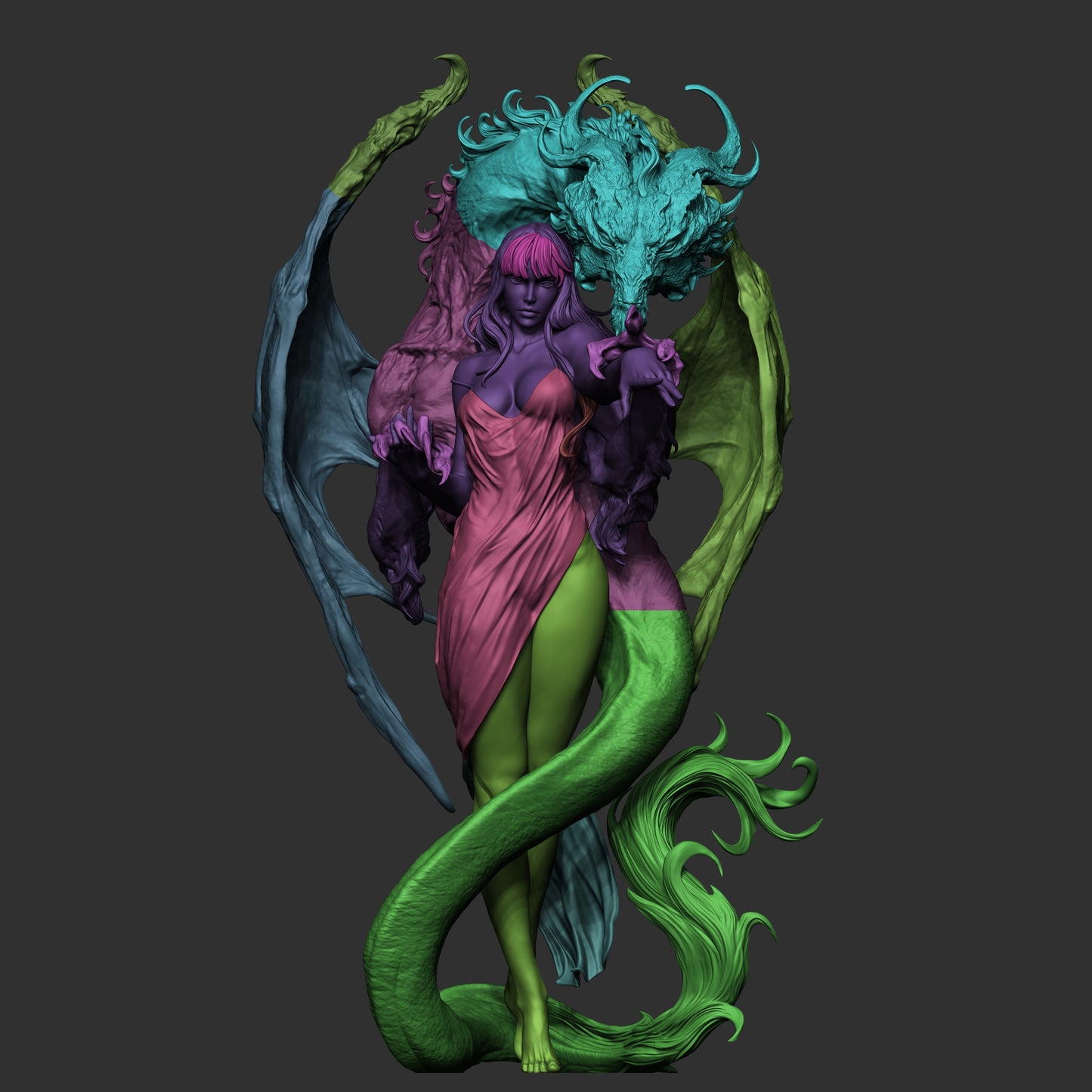 Dragon Lady Style Draconic Sorceress Resin Kit – Unpainted 3D Printed Model Kit