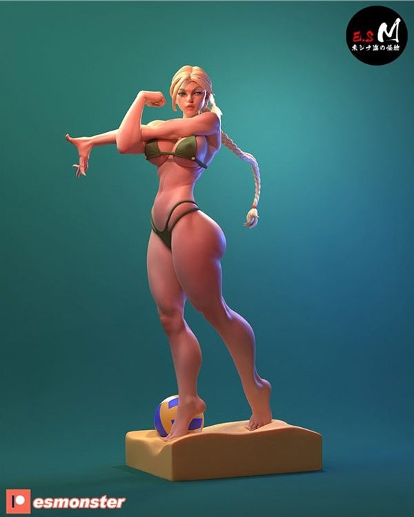 Swimsuit Cammy Style Street Fighter Unpainted Resin Garage Model Kit (1/6-1/12)