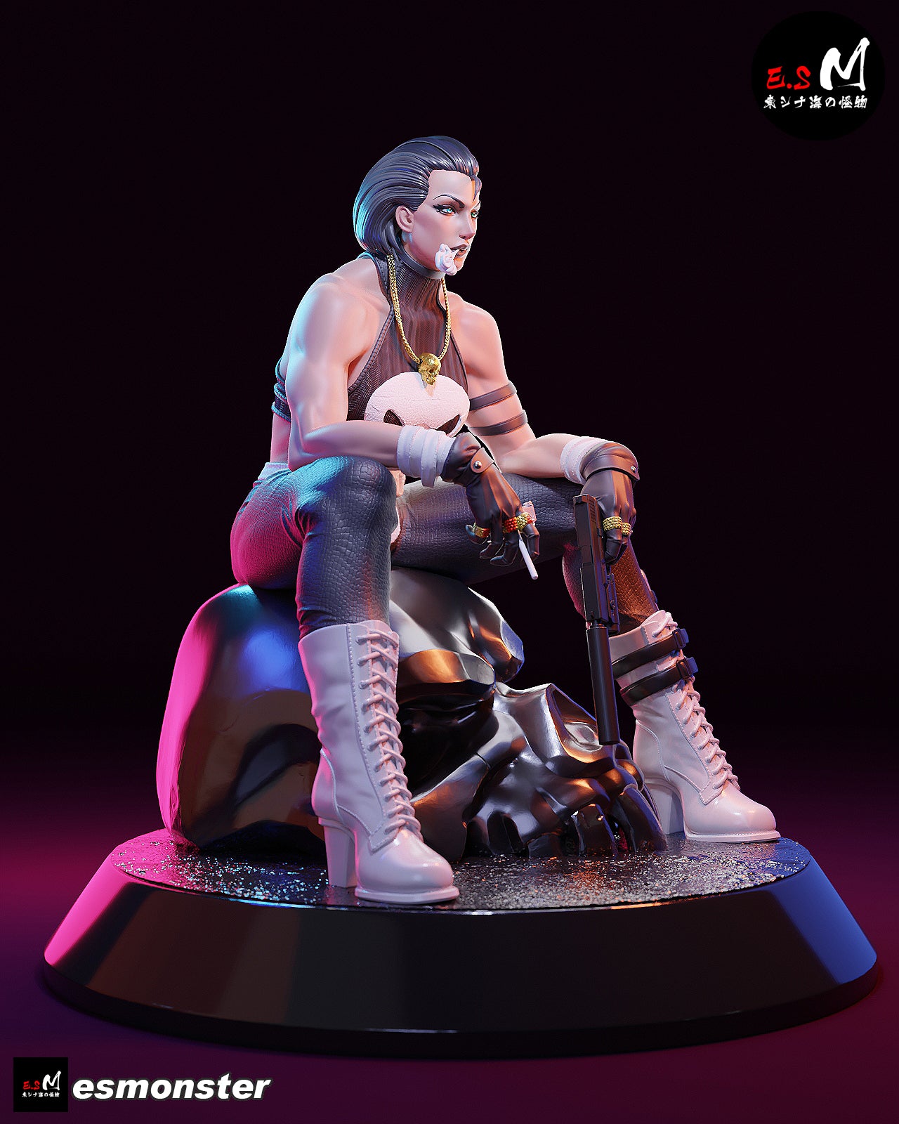 Lady Punisher Skull Style Marvel Unpainted Resin Garage Model Kit (1/6-1/12)