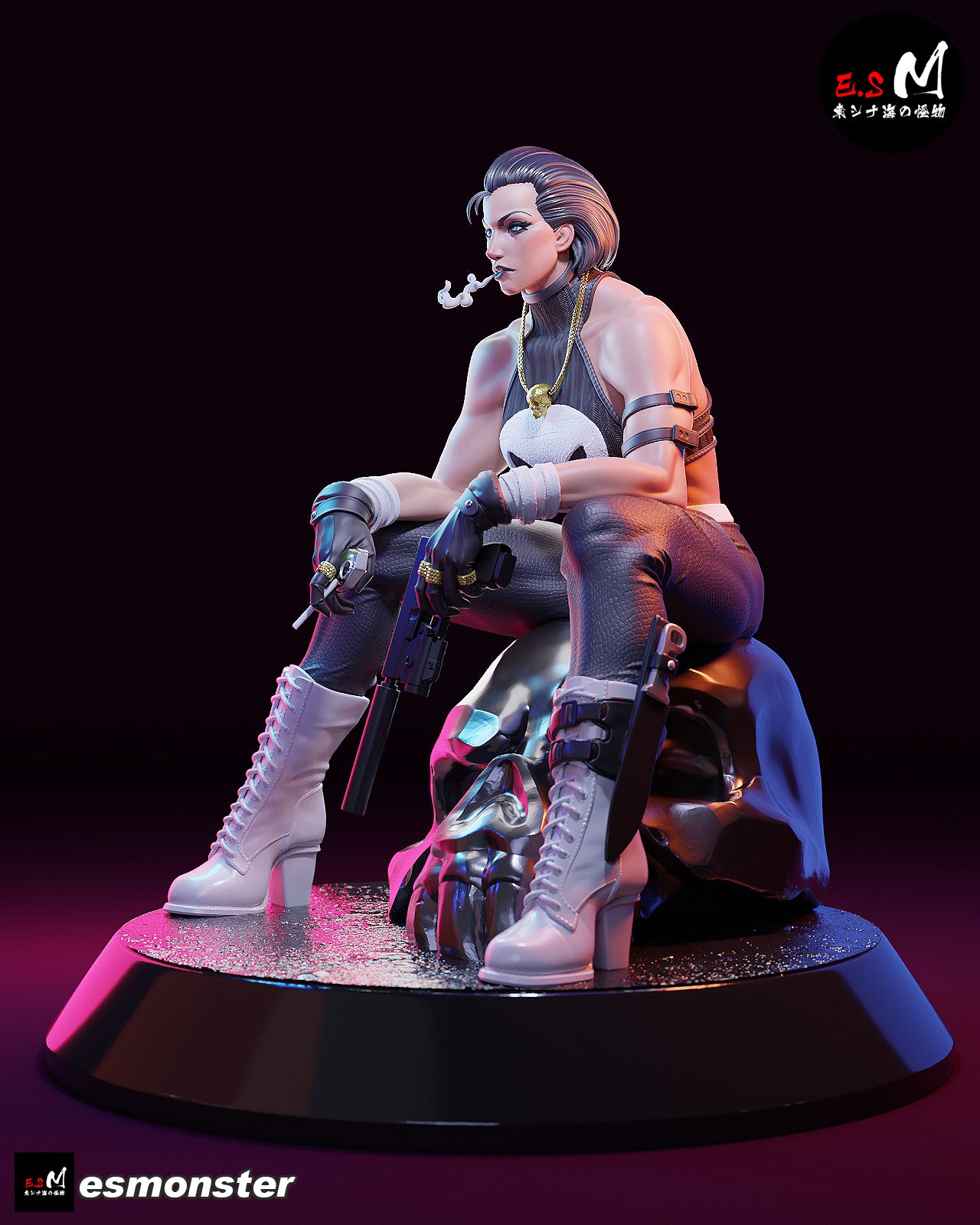 Lady Punisher Skull Style Marvel Unpainted Resin Garage Model Kit (1/6-1/12)
