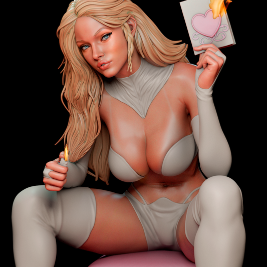 Emma Frost Valentine Style Pin-Up – Unpainted 3D Printed Model Kit