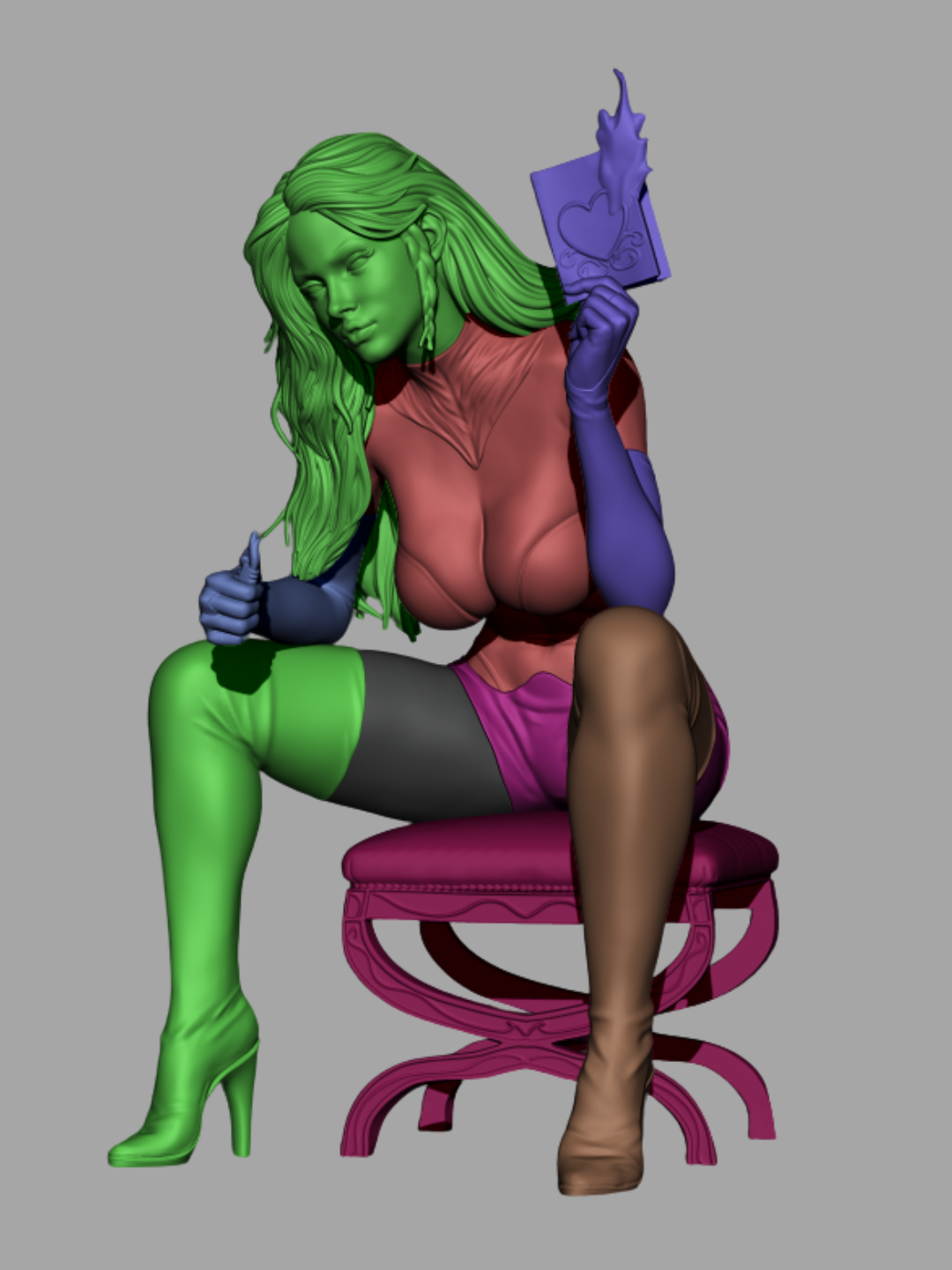 Emma Frost Valentine Style Pin-Up – Unpainted 3D Printed Model Kit