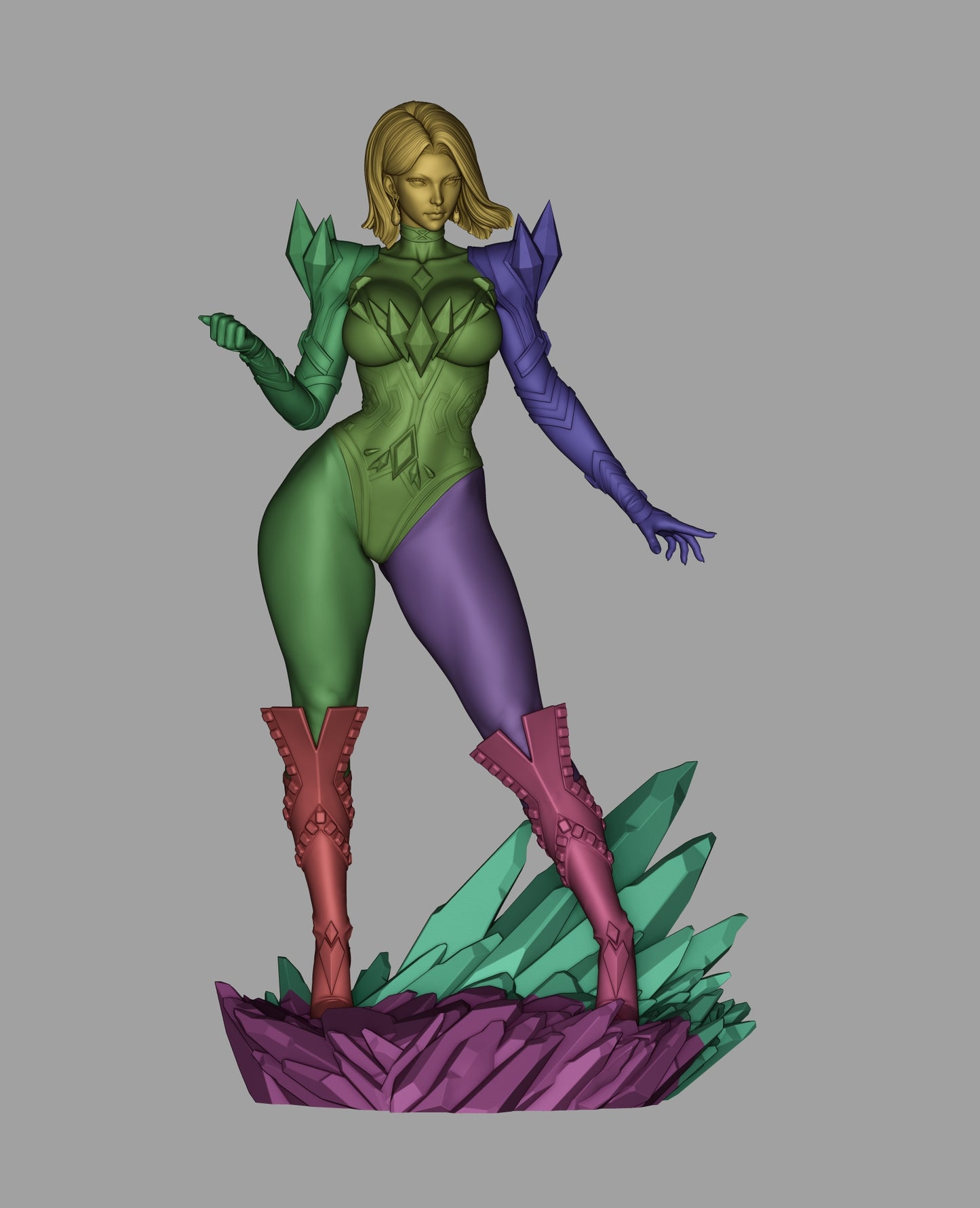 Unpainted resin Emma Frost statue kit in elegant pose with cape.