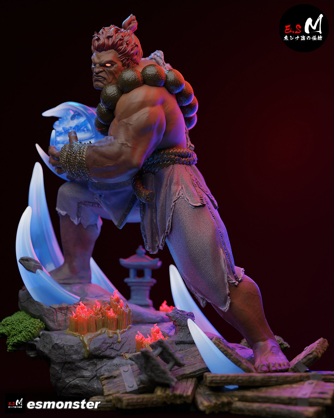Demon Akuma Style Street Fighter Unpainted Resin Garage Kit (1/6-1/12)