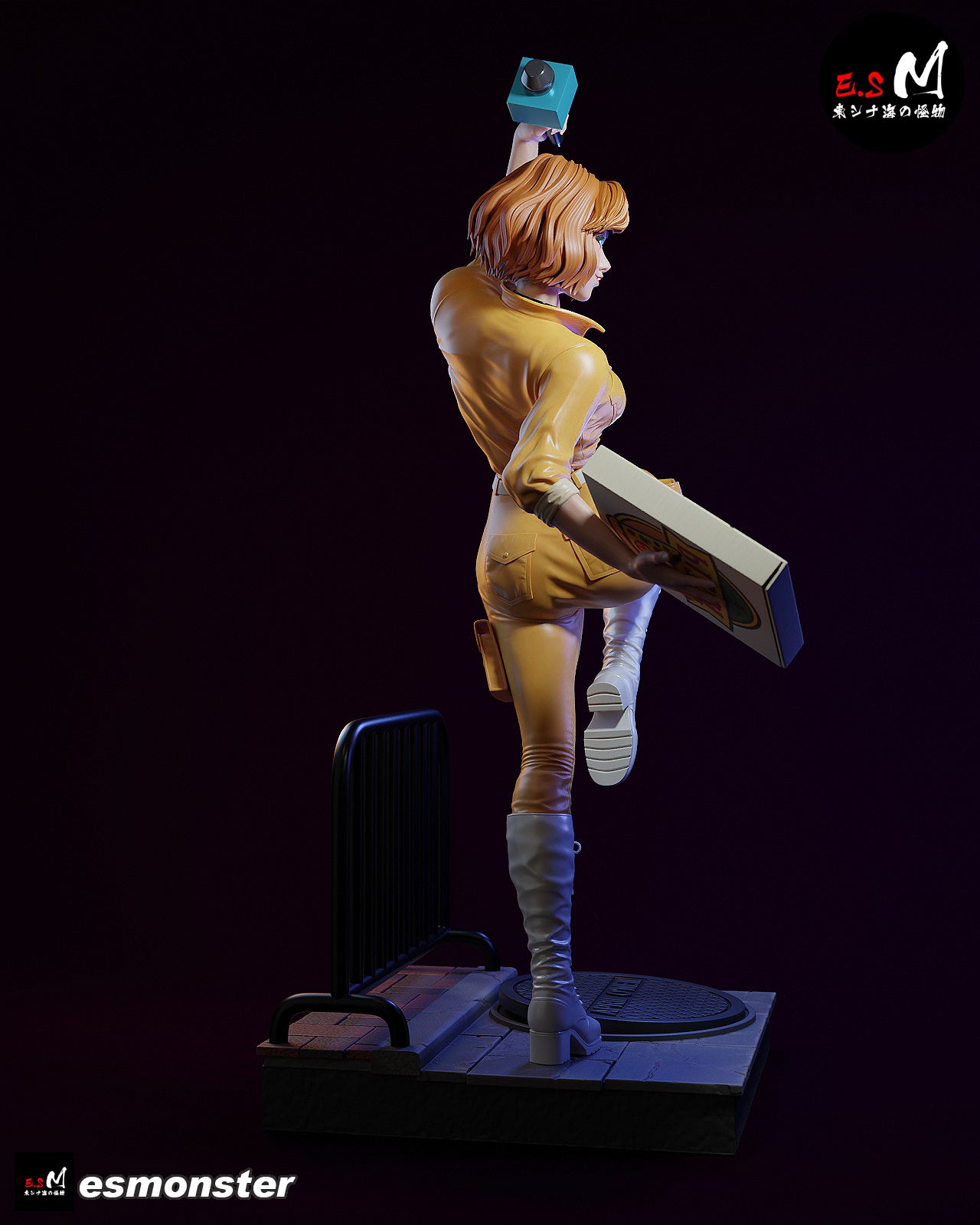 April O'Neil Pizza Style TMNT Cartoon Unpainted Resin Garage Kit (1/6-1/12)
