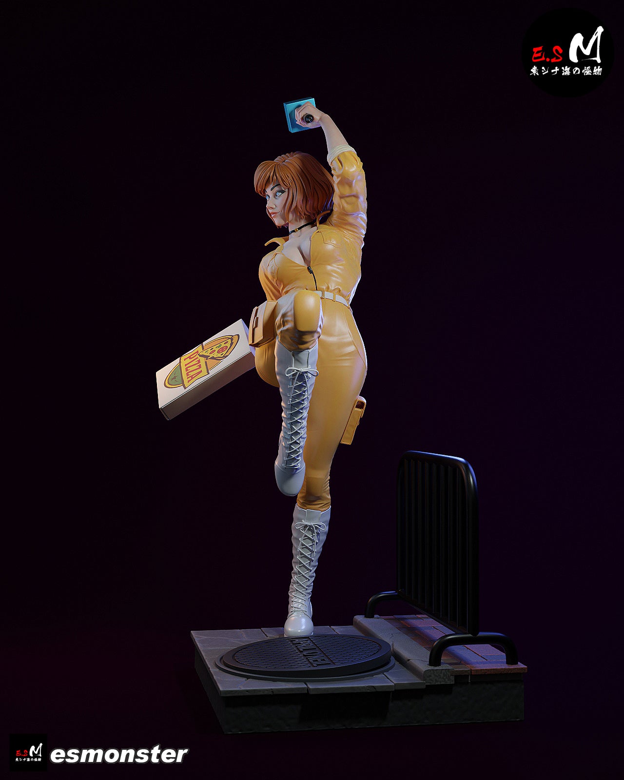 April O'Neil Pizza Style TMNT Cartoon Unpainted Resin Garage Kit (1/6-1/12)