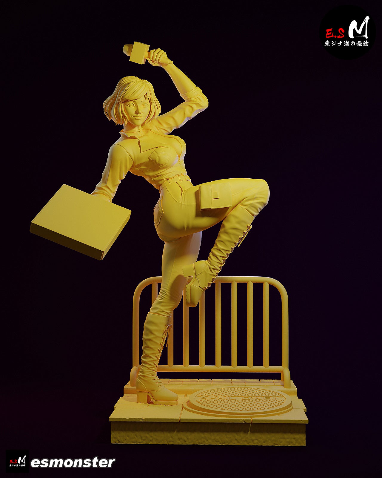 April O'Neil Pizza Style TMNT Cartoon Unpainted Resin Garage Kit (1/6-1/12)