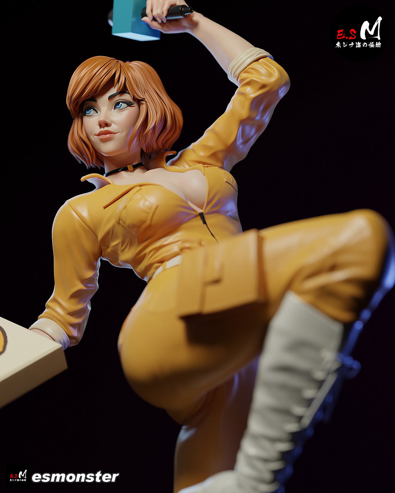 April O'Neil Pizza Style TMNT Cartoon Unpainted Resin Garage Kit (1/6-1/12)