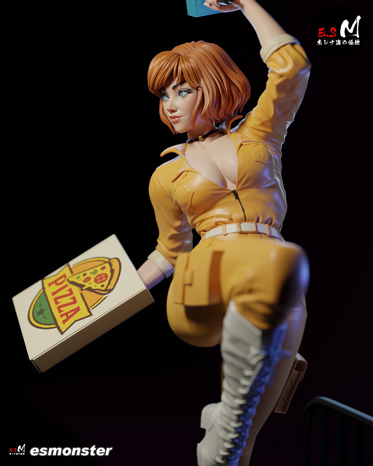 April O'Neil Pizza Style TMNT Cartoon Unpainted Resin Garage Kit (1/6-1/12)