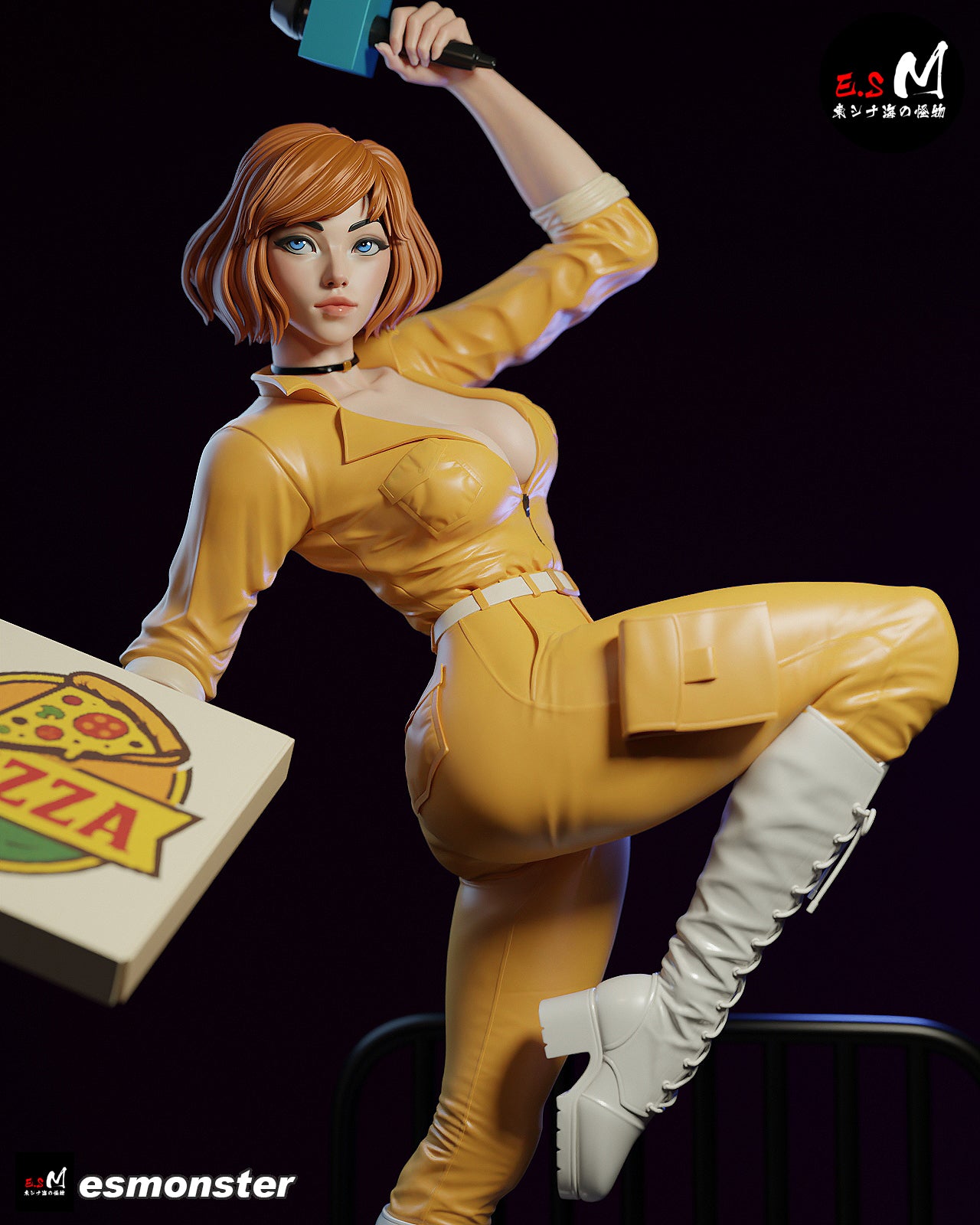 April O'Neil Pizza Style TMNT Cartoon Unpainted Resin Garage Kit (1/6-1/12)
