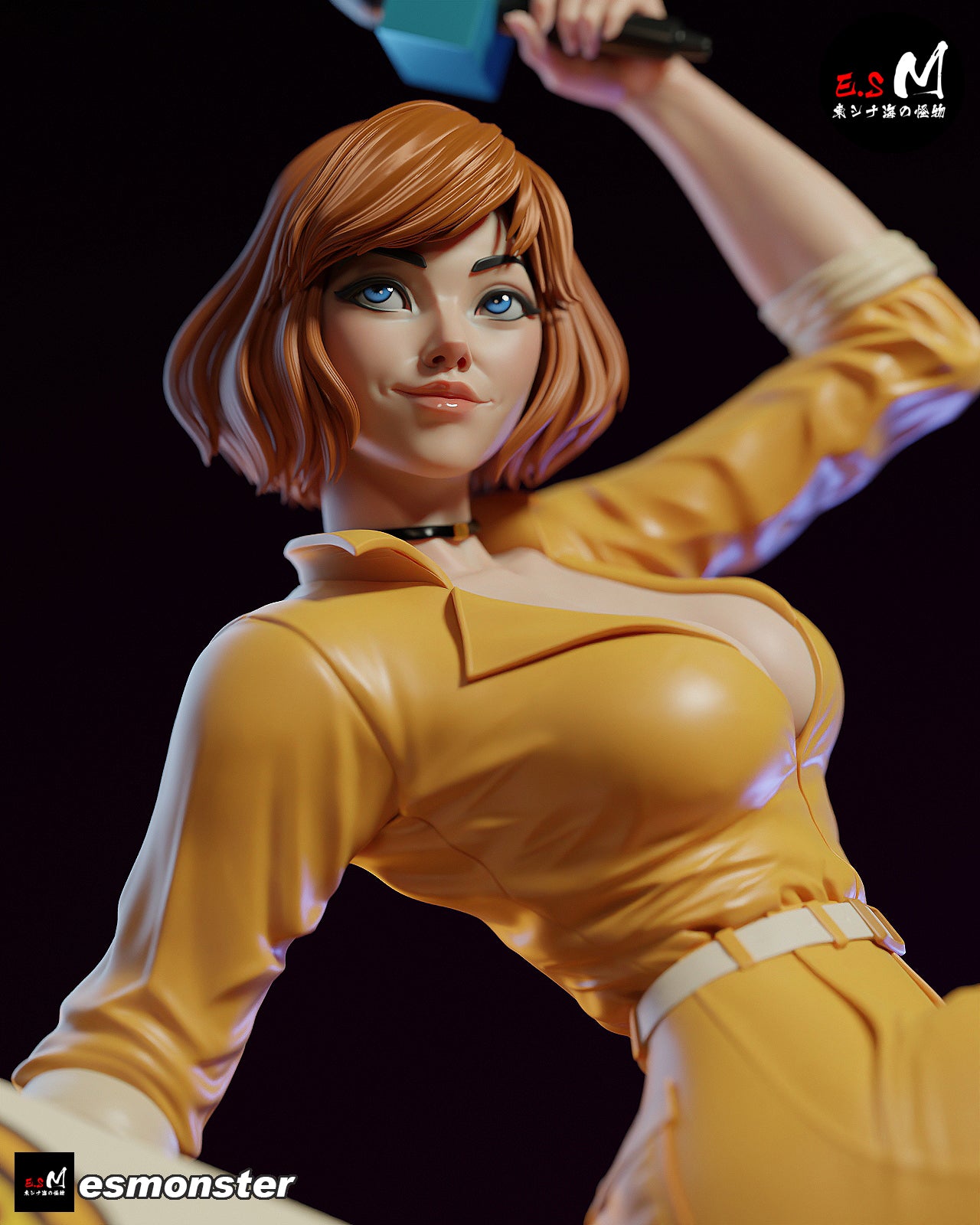 April O'Neil Pizza Style TMNT Cartoon Unpainted Resin Garage Kit (1/6-1/12)