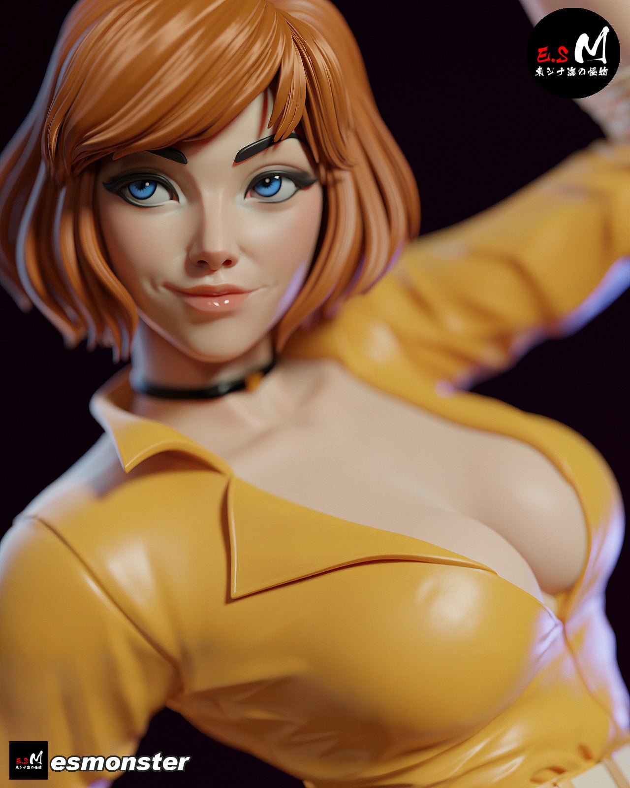 April O'Neil Pizza Style TMNT Cartoon Unpainted Resin Garage Kit (1/6-1/12)