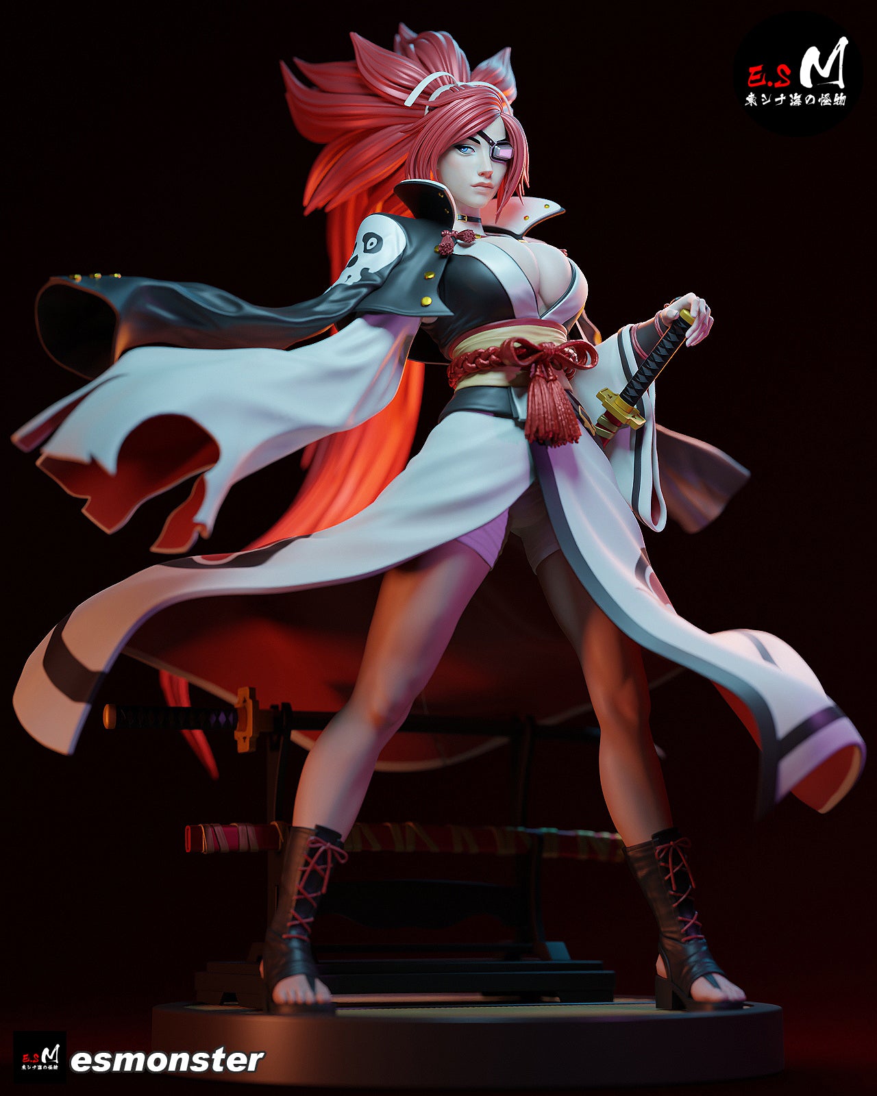 Casual Baiken Style Guilty Gear Unpainted Resin Garage Model Kit (1/6-1/12)