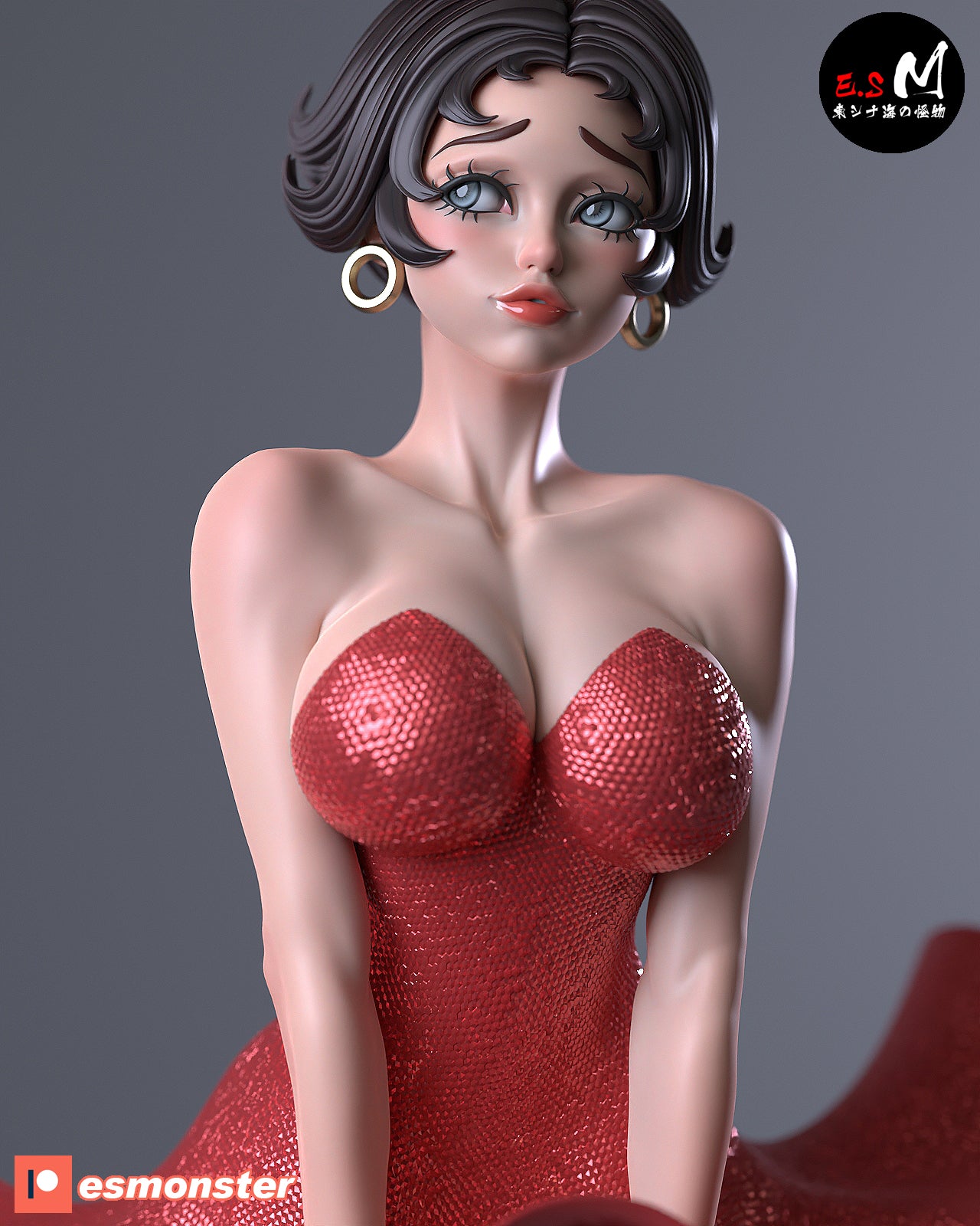 Betty Boop Wind Grate Style Cartoon Unpainted Resin Garage Kit (1/6-1/12)