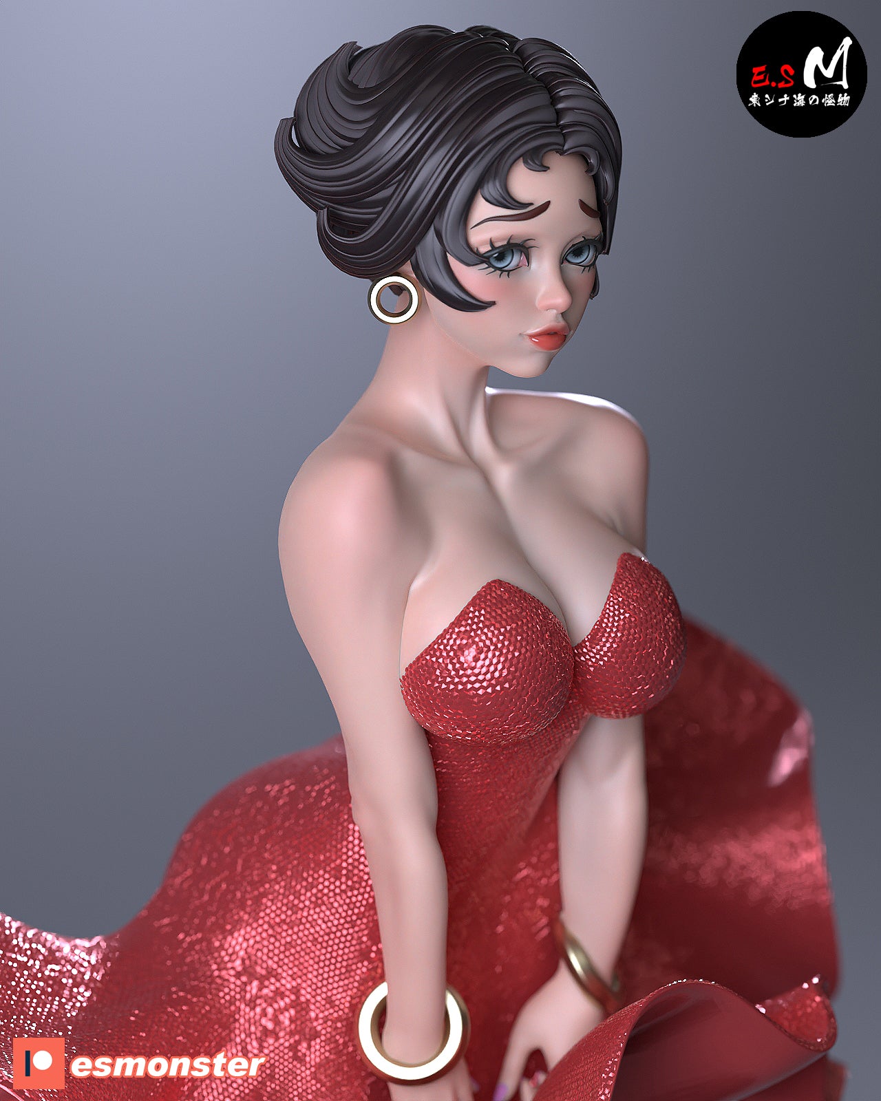 Betty Boop Wind Grate Style Cartoon Unpainted Resin Garage Kit (1/6-1/12)