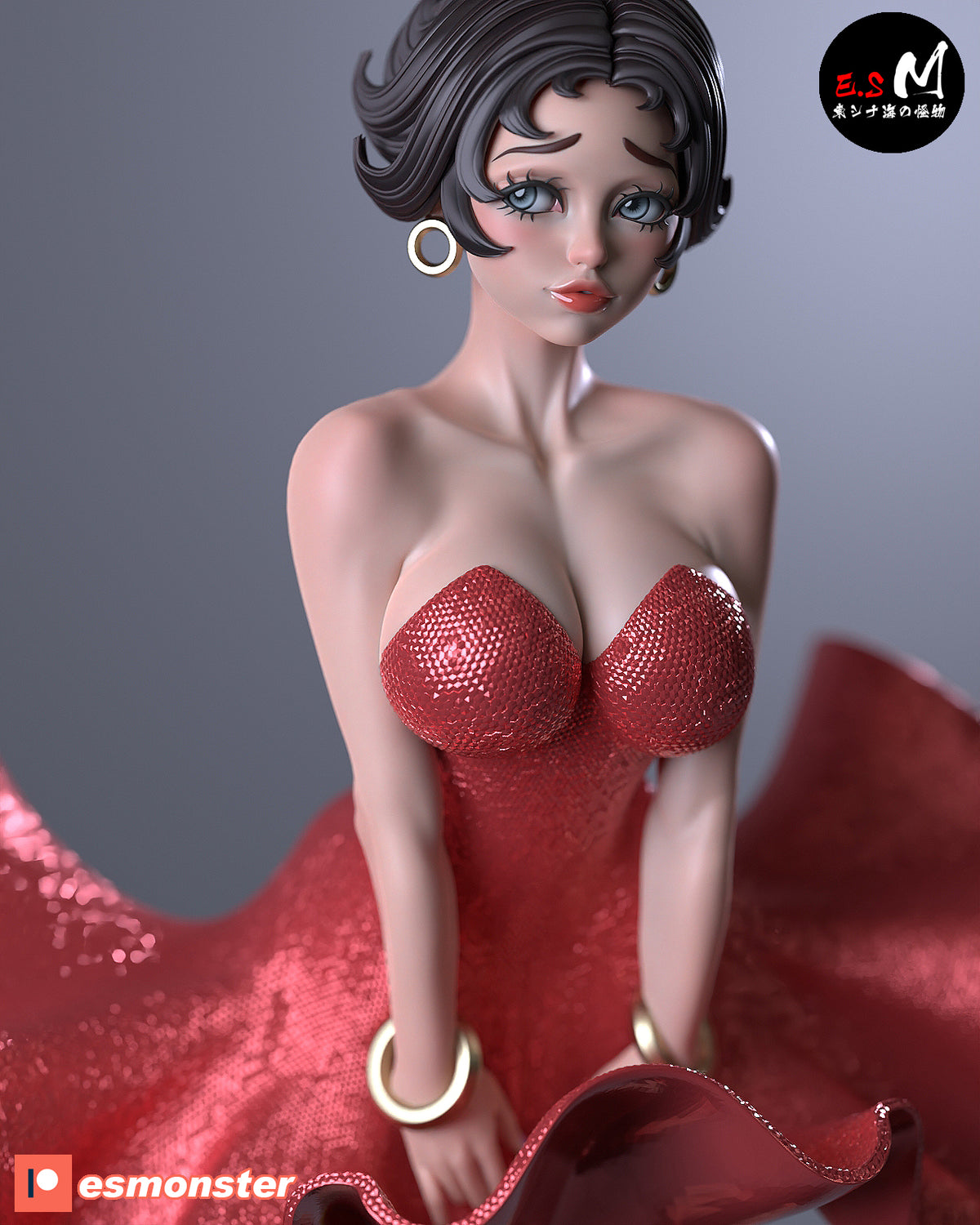 Betty Boop Wind Grate Style Cartoon Unpainted Resin Garage Kit (1/6-1/12)