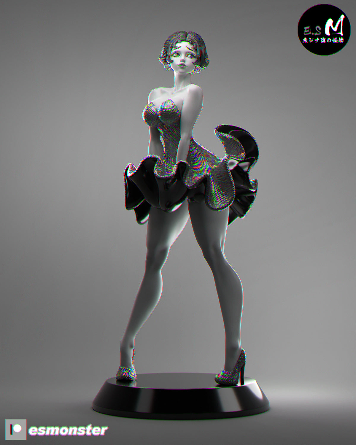 Betty Boop Wind Grate Style Cartoon Unpainted Resin Garage Kit (1/6-1/12)