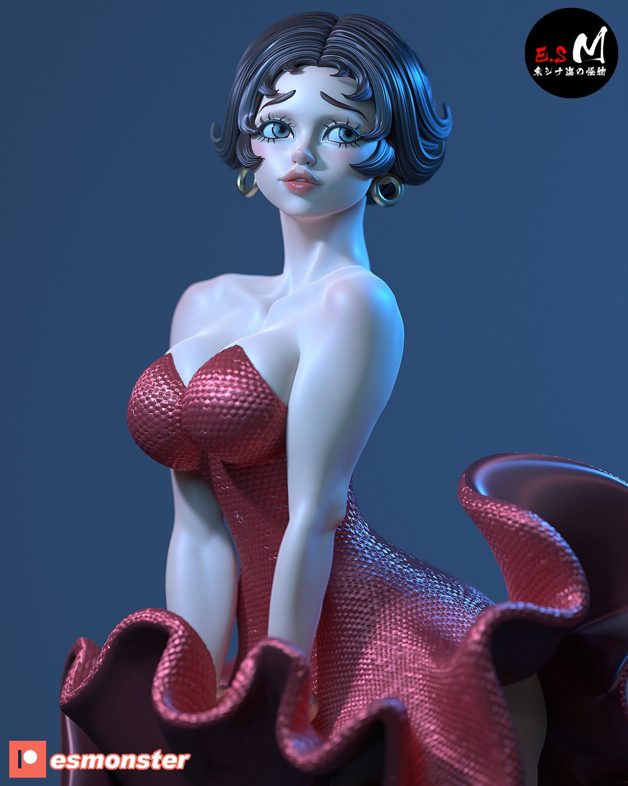 Betty Boop Wind Grate Style Cartoon Unpainted Resin Garage Kit (1/6-1/12)
