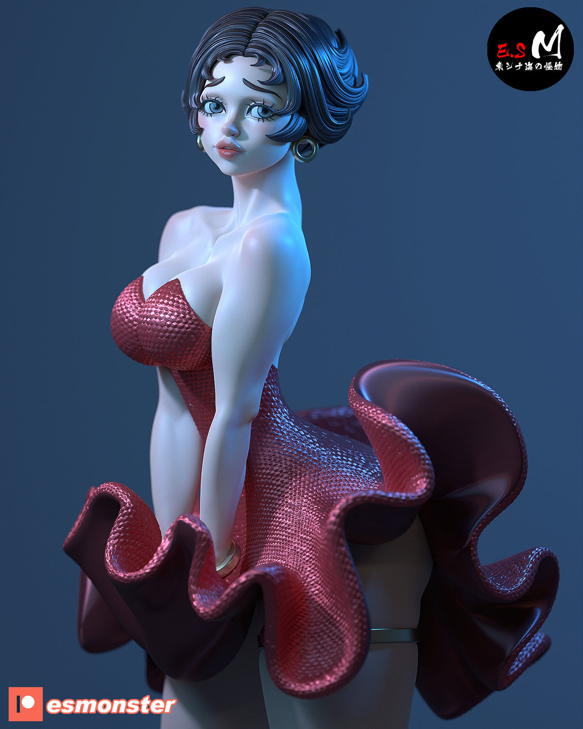 Betty Boop Wind Grate Style Cartoon Unpainted Resin Garage Kit (1/6-1/12)