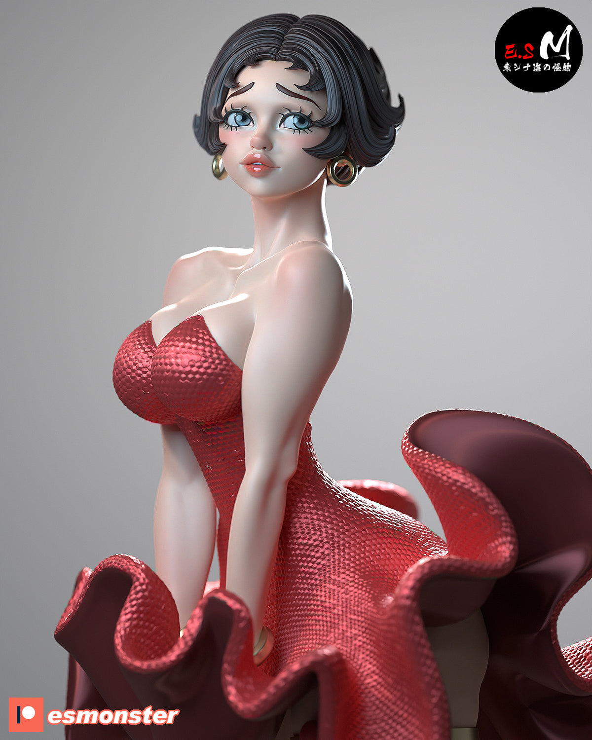 Betty Boop Wind Grate Style Cartoon Unpainted Resin Garage Kit (1/6-1/12)