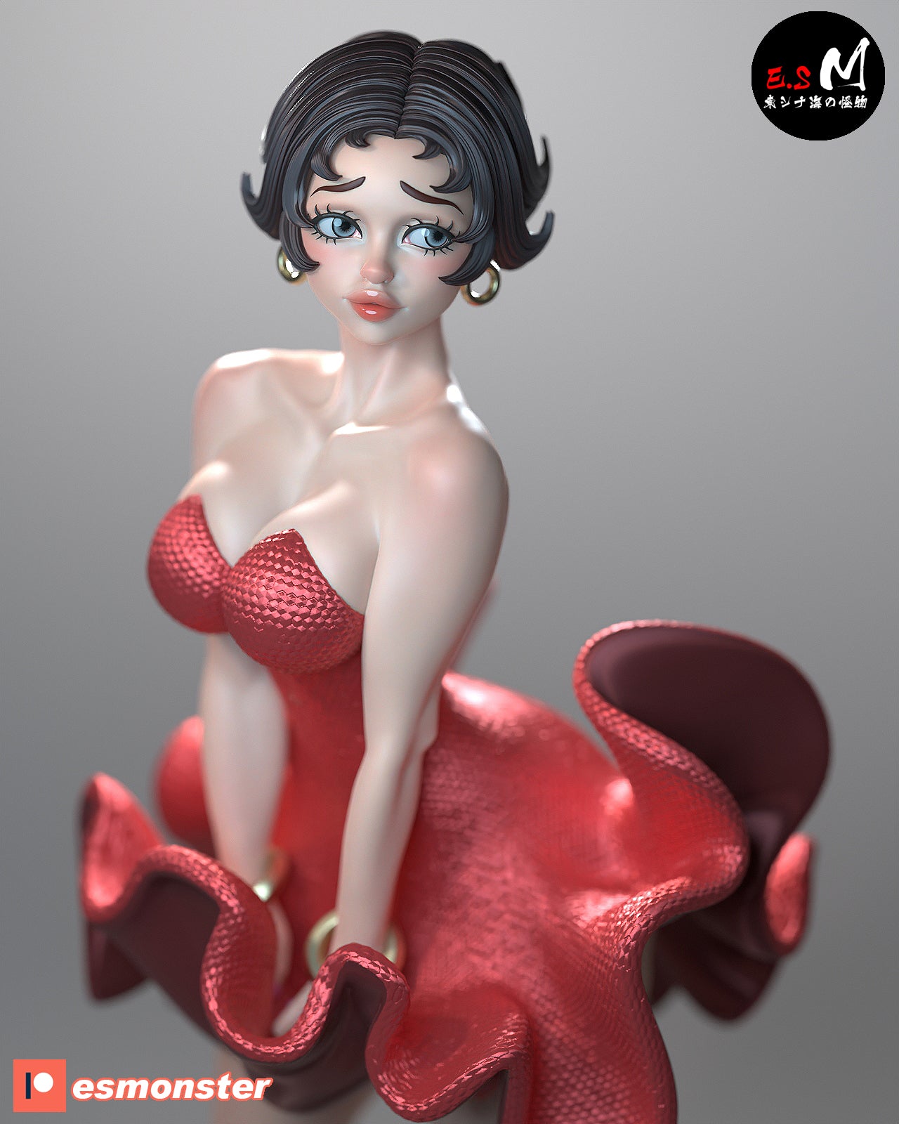 Betty Boop Wind Grate Style Cartoon Unpainted Resin Garage Kit (1/6-1/12)