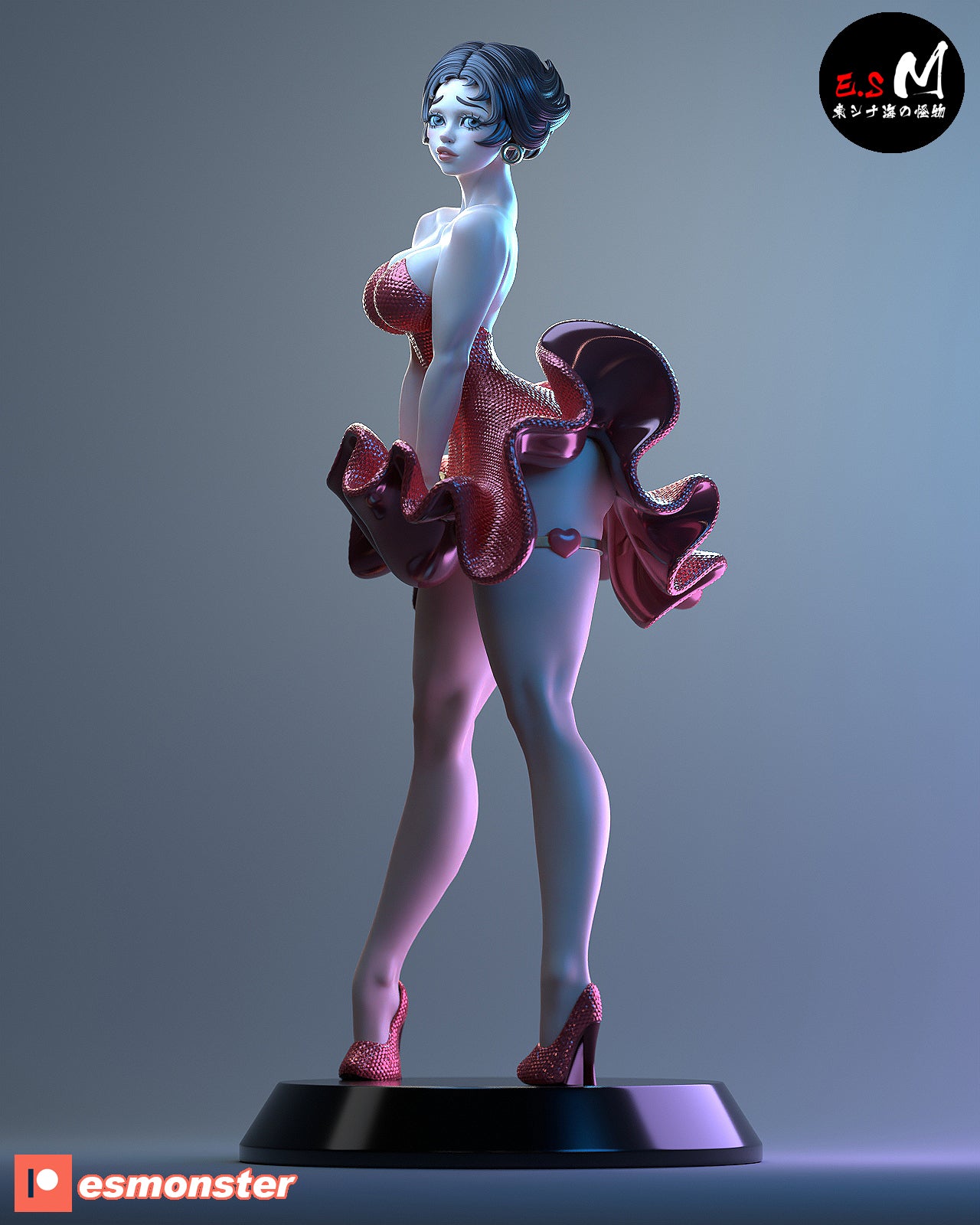 Betty Boop Wind Grate Style Cartoon Unpainted Resin Garage Kit (1/6-1/12)