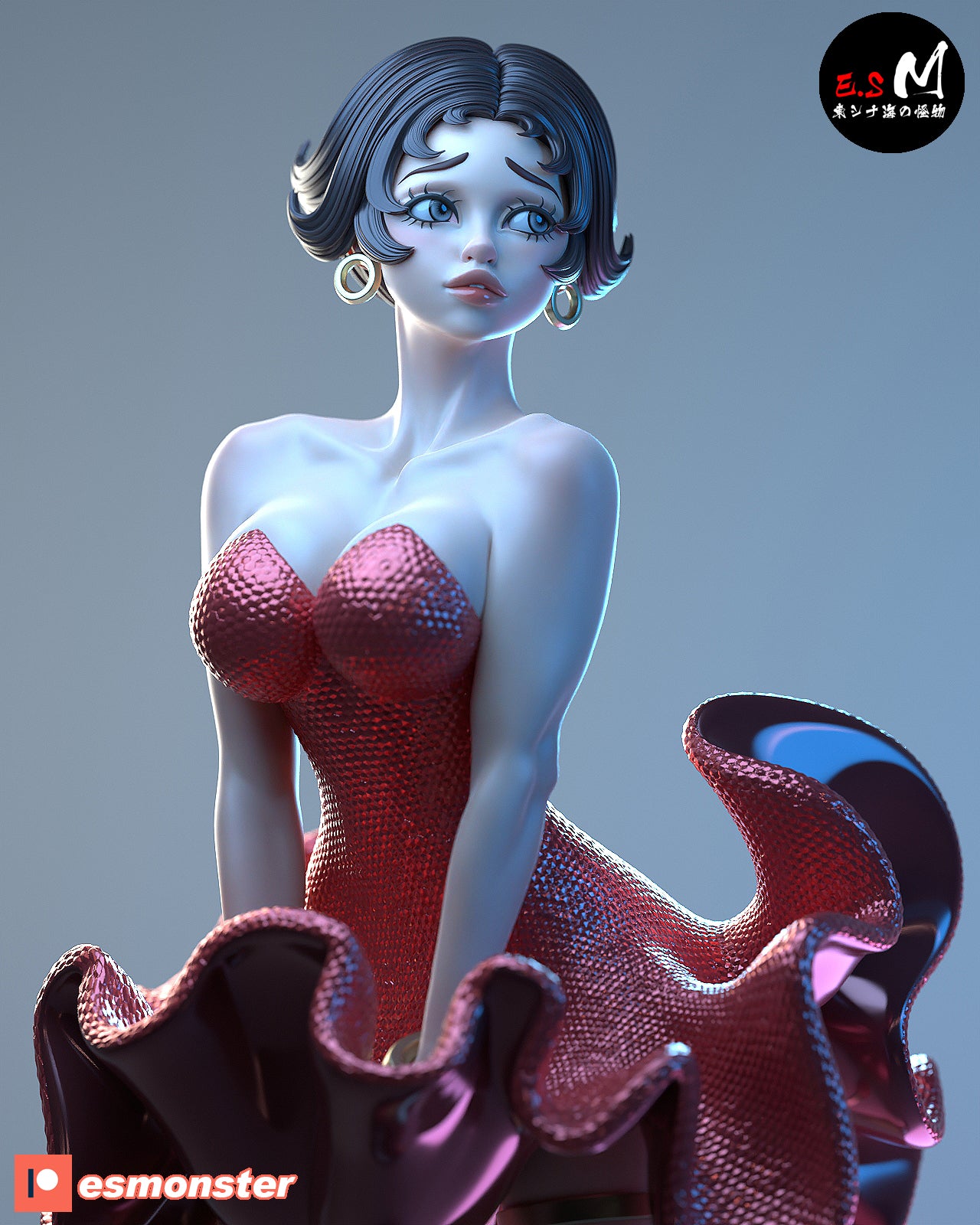 Betty Boop Wind Grate Style Cartoon Unpainted Resin Garage Kit (1/6-1/12)