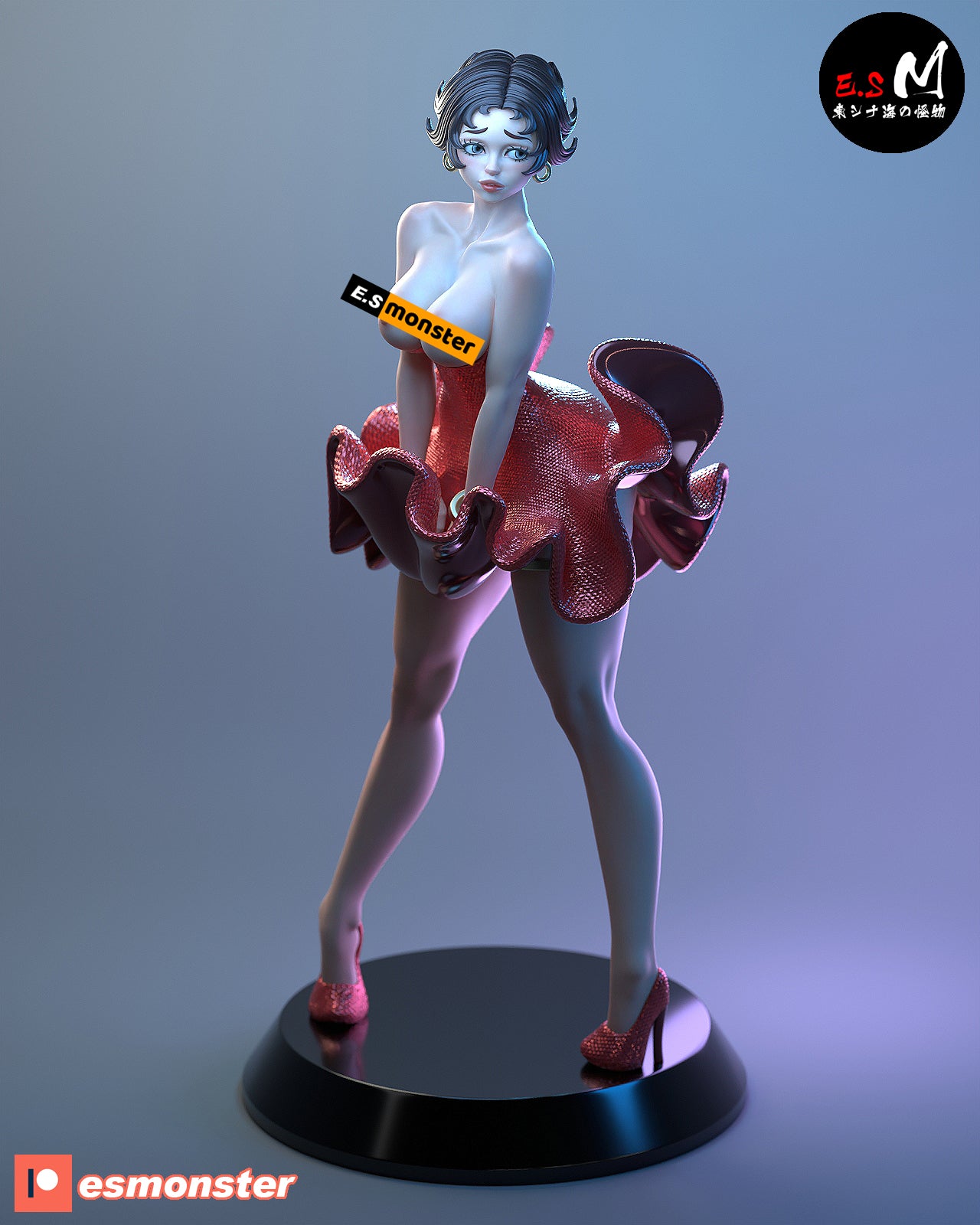 Betty Boop Wind Grate Style Cartoon Unpainted Resin Garage Kit (1/6-1/12)