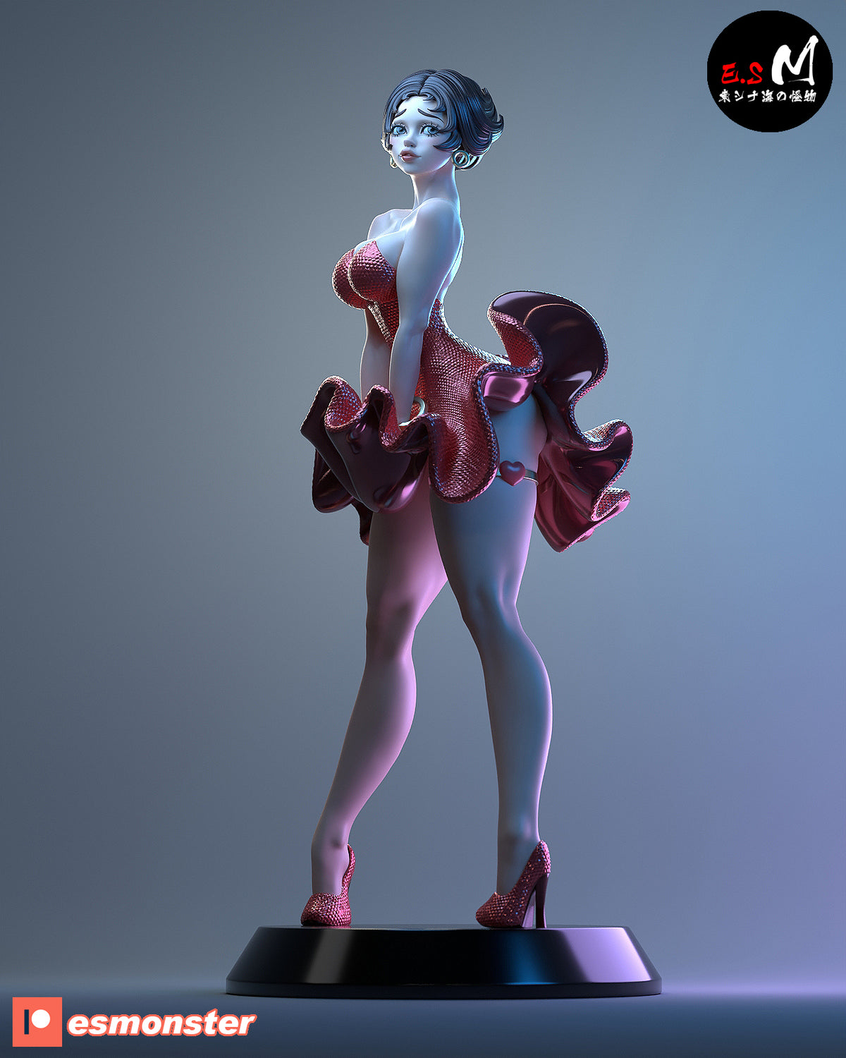 Betty Boop Wind Grate Style Cartoon Unpainted Resin Garage Kit (1/6-1/12)