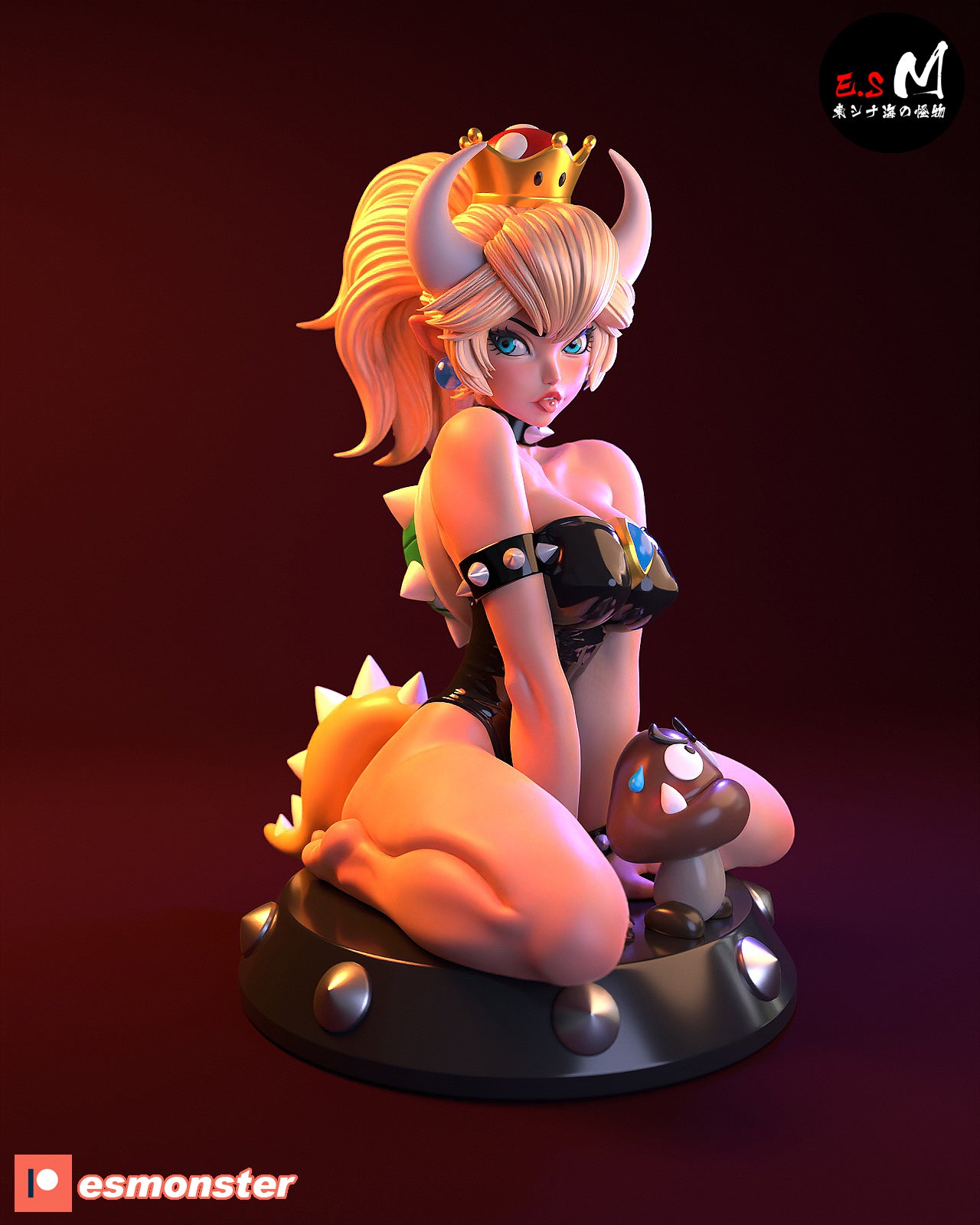 Sitting Bowsette Style Mario Unpainted Resin Garage Model Kit (1/6-1/12)