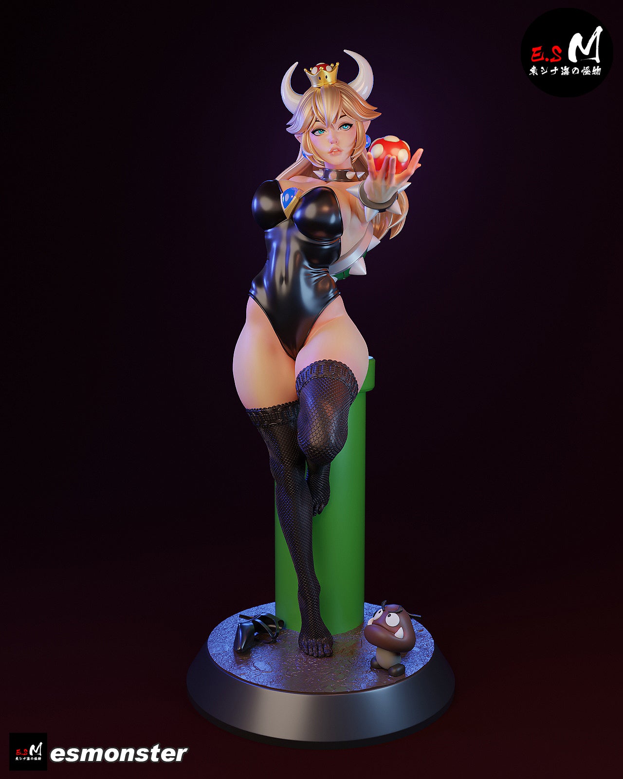 Standing Bowsette Style Mario Unpainted Resin Garage Model Kit (1/6-1/12)