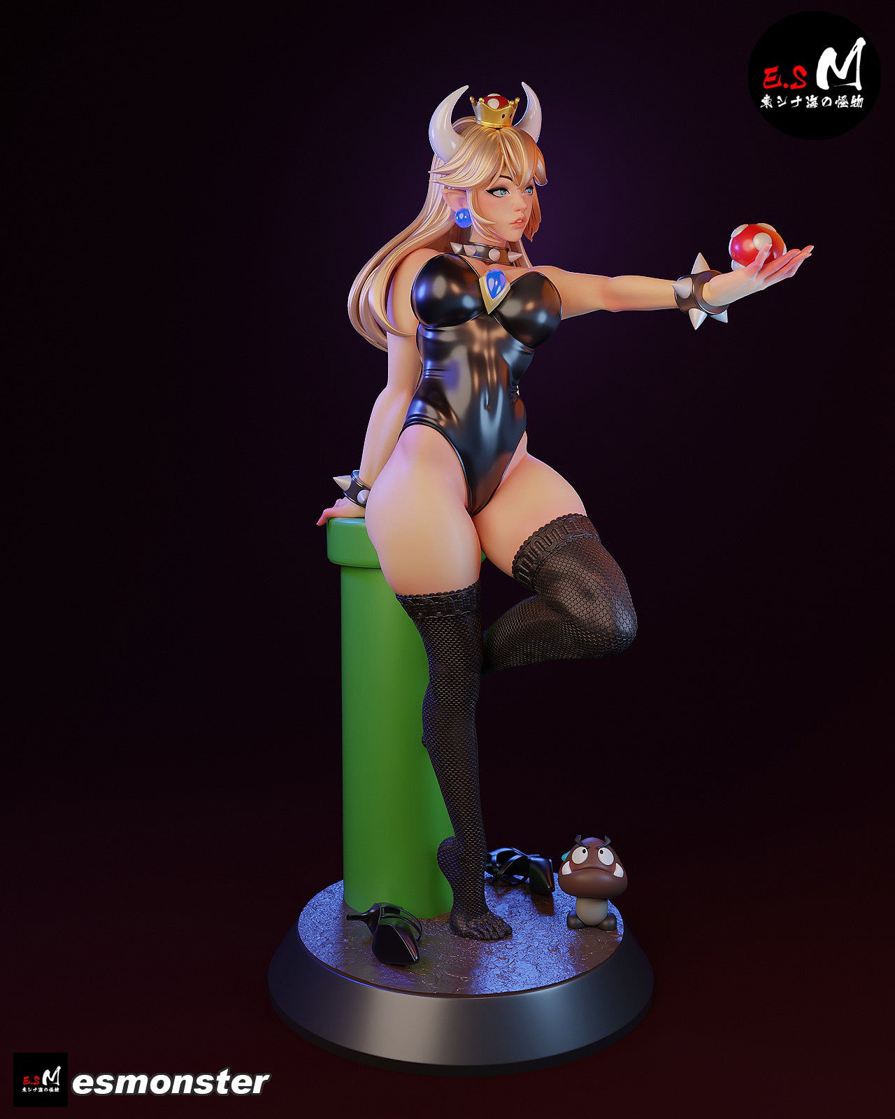 Standing Bowsette Style Mario Unpainted Resin Garage Model Kit (1/6-1/12)