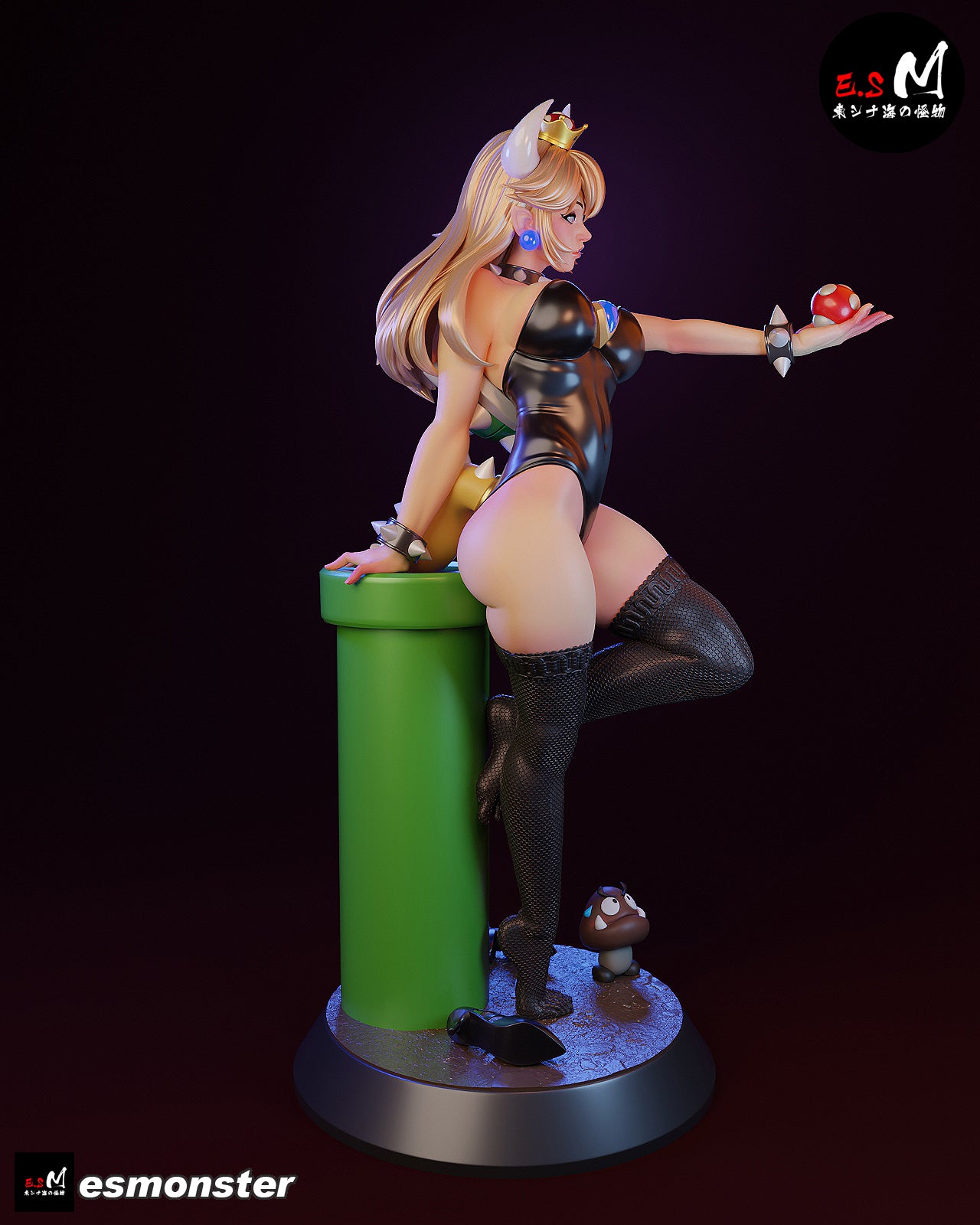 Standing Bowsette Style Mario Unpainted Resin Garage Model Kit (1/6-1/12)