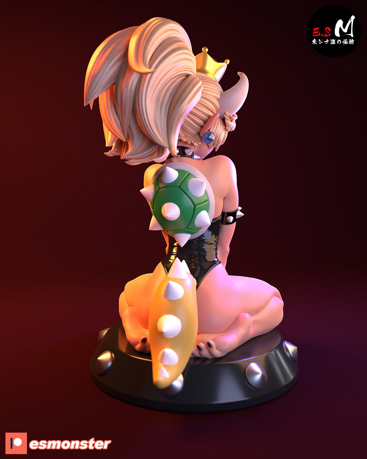 Sitting Bowsette Style Mario Unpainted Resin Garage Model Kit (1/6-1/12)