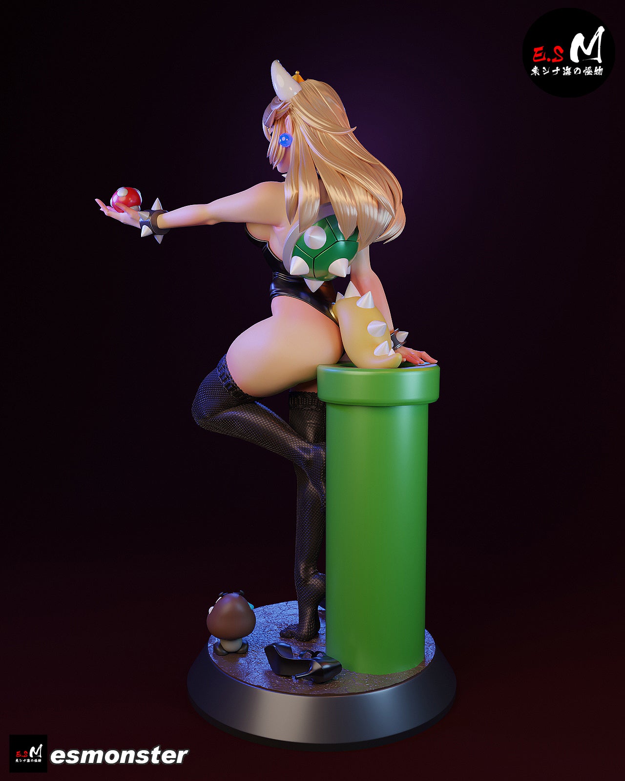 Standing Bowsette Style Mario Unpainted Resin Garage Model Kit (1/6-1/12)
