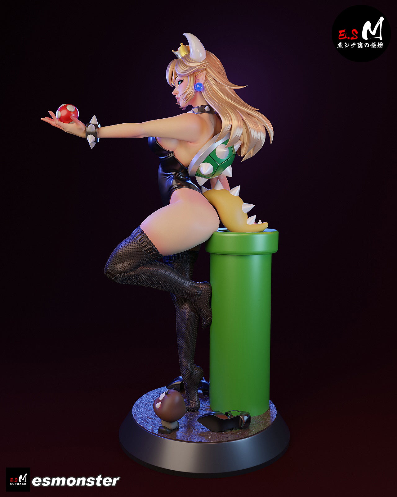 Standing Bowsette Style Mario Unpainted Resin Garage Model Kit (1/6-1/12)