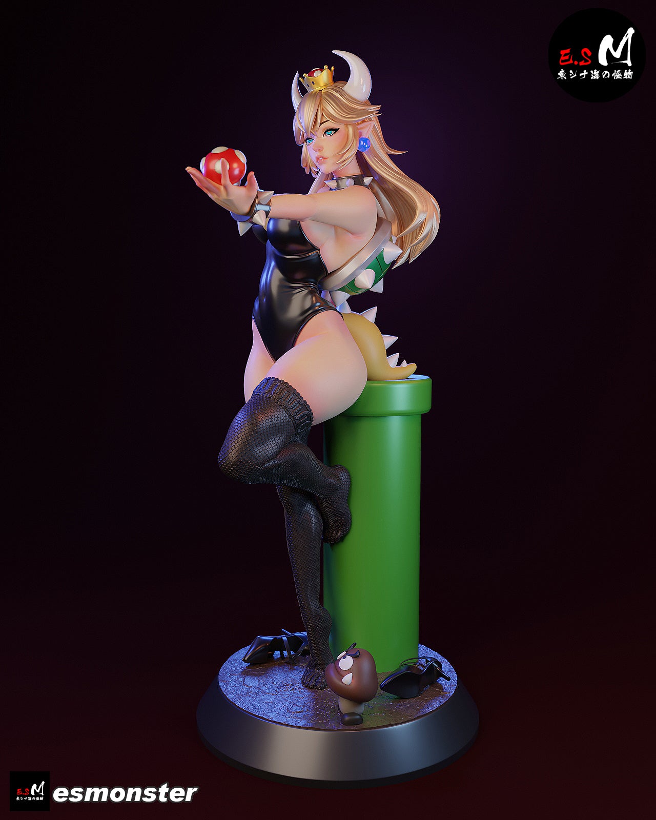 Standing Bowsette Style Mario Unpainted Resin Garage Model Kit (1/6-1/12)